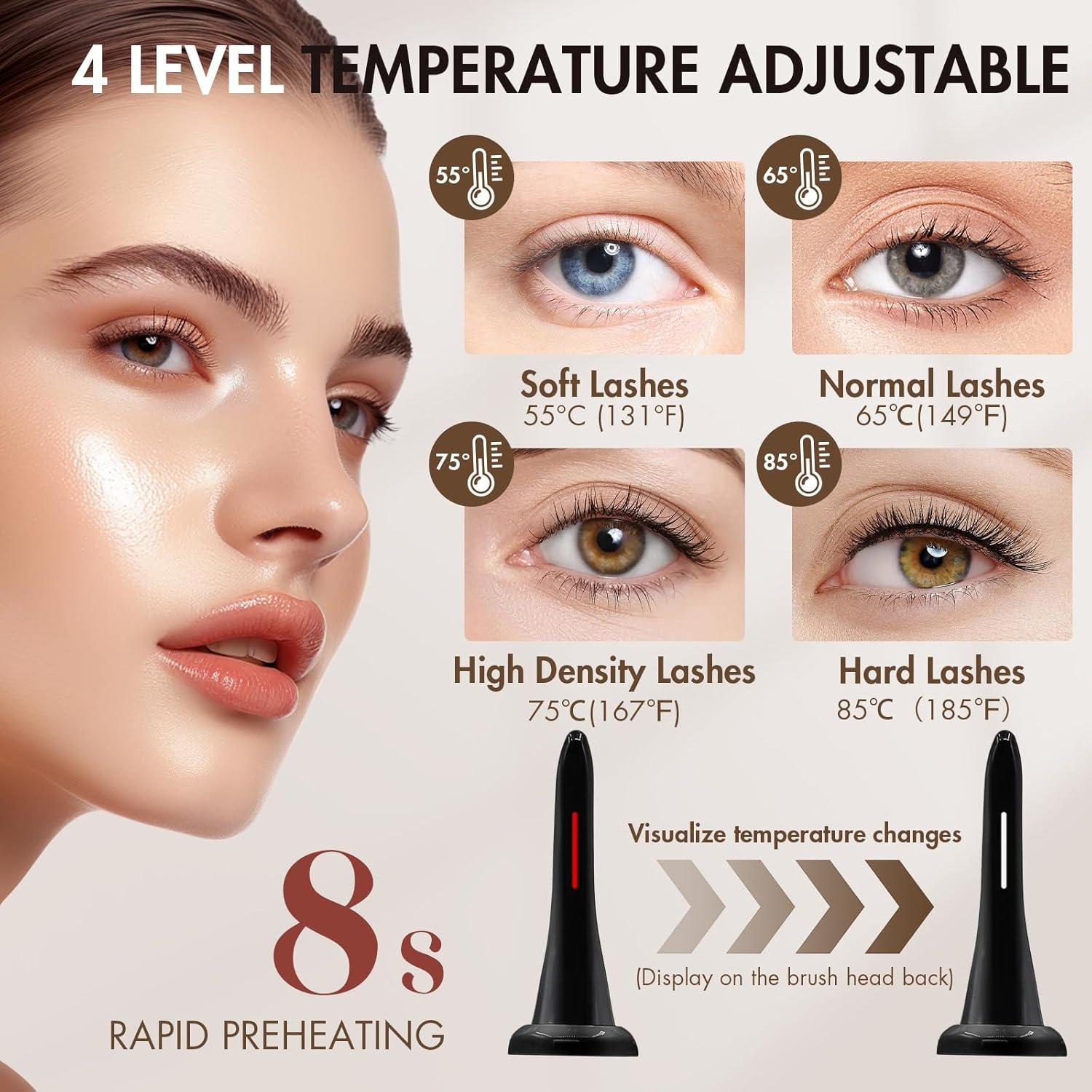 Rizador de Pestañas Eléctrico Embagol Negro 4 Modos Calentamiento Rápido