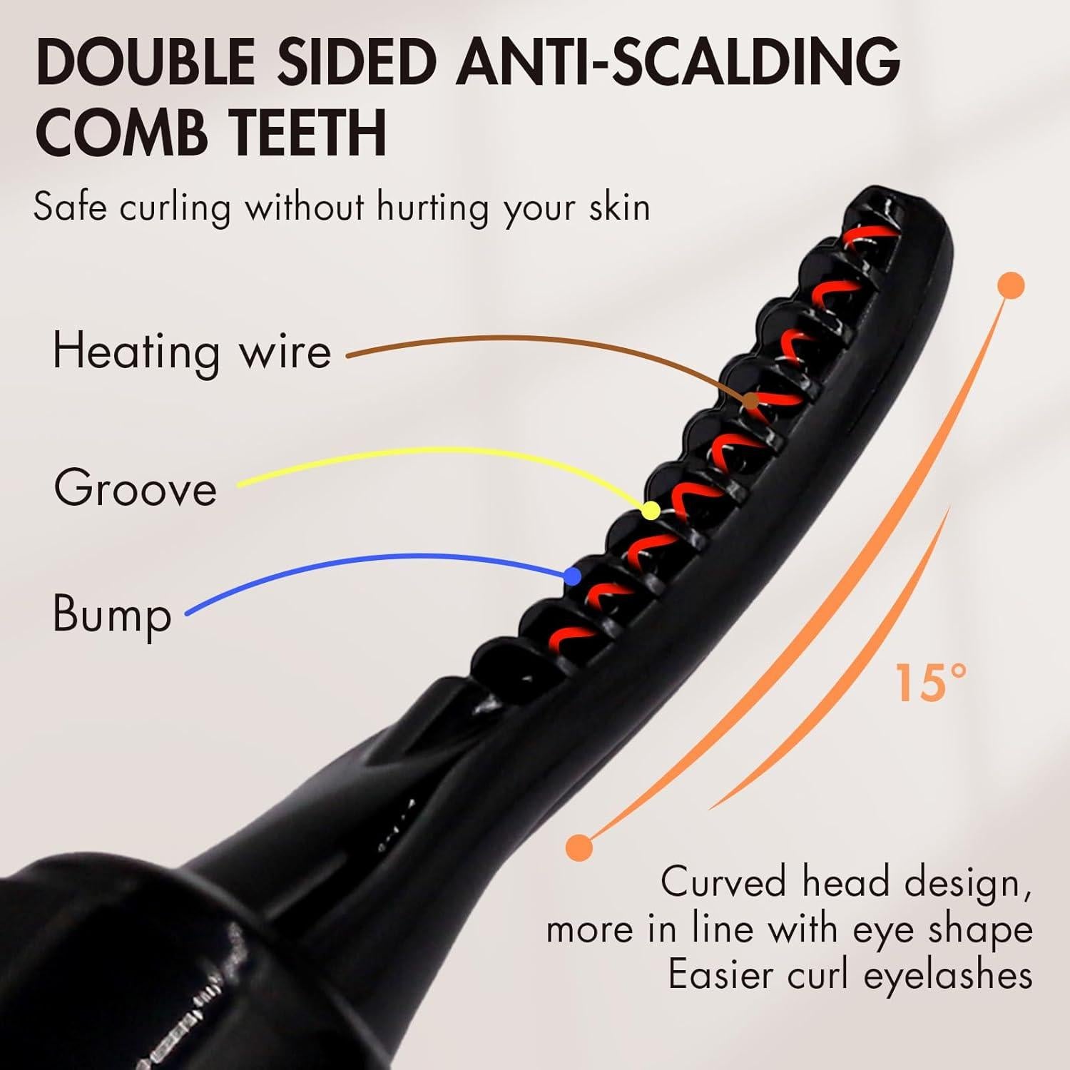 Rizador de Pestañas Eléctrico Embagol Negro 4 Modos Calentamiento Rápido