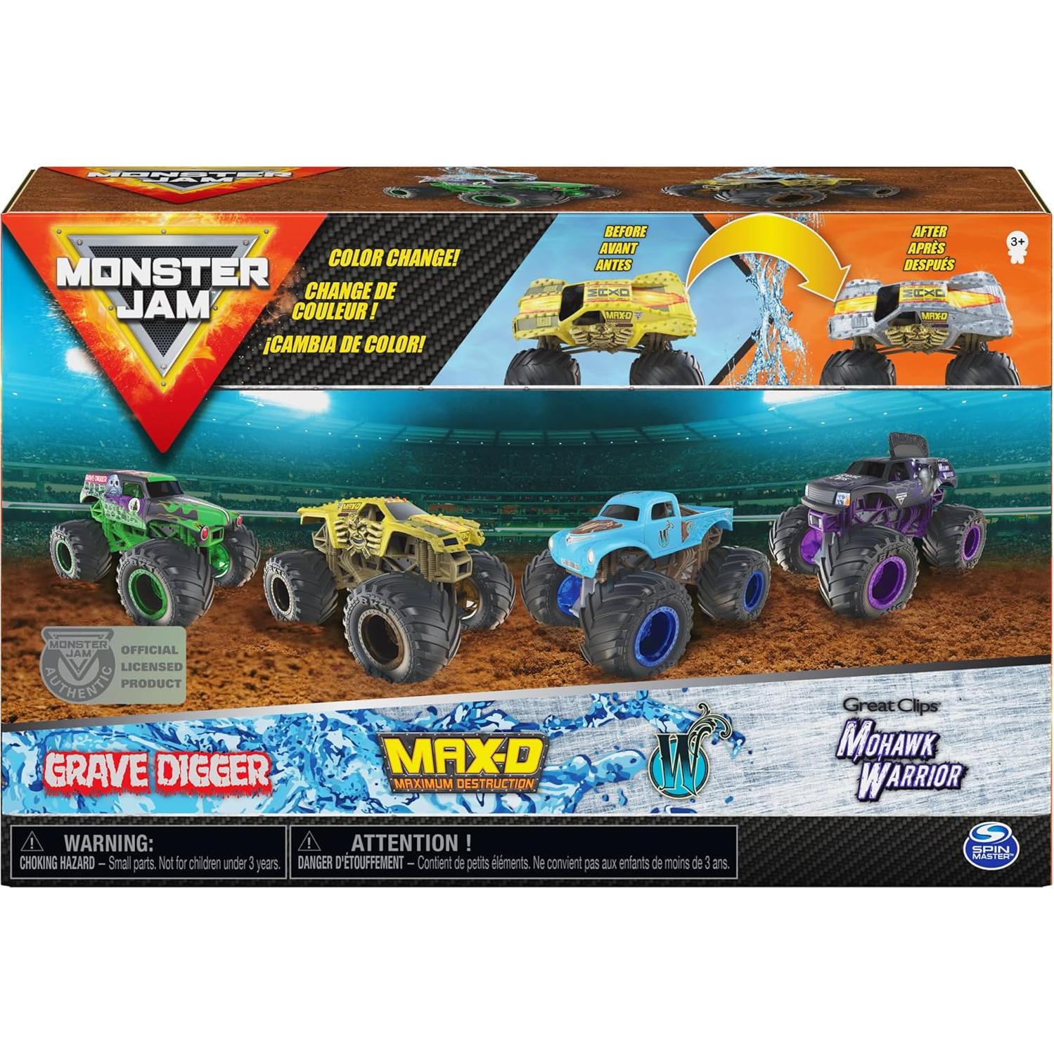 Camiones Monstruo Monster Jam Revela el Acero 4-Pack 1:64