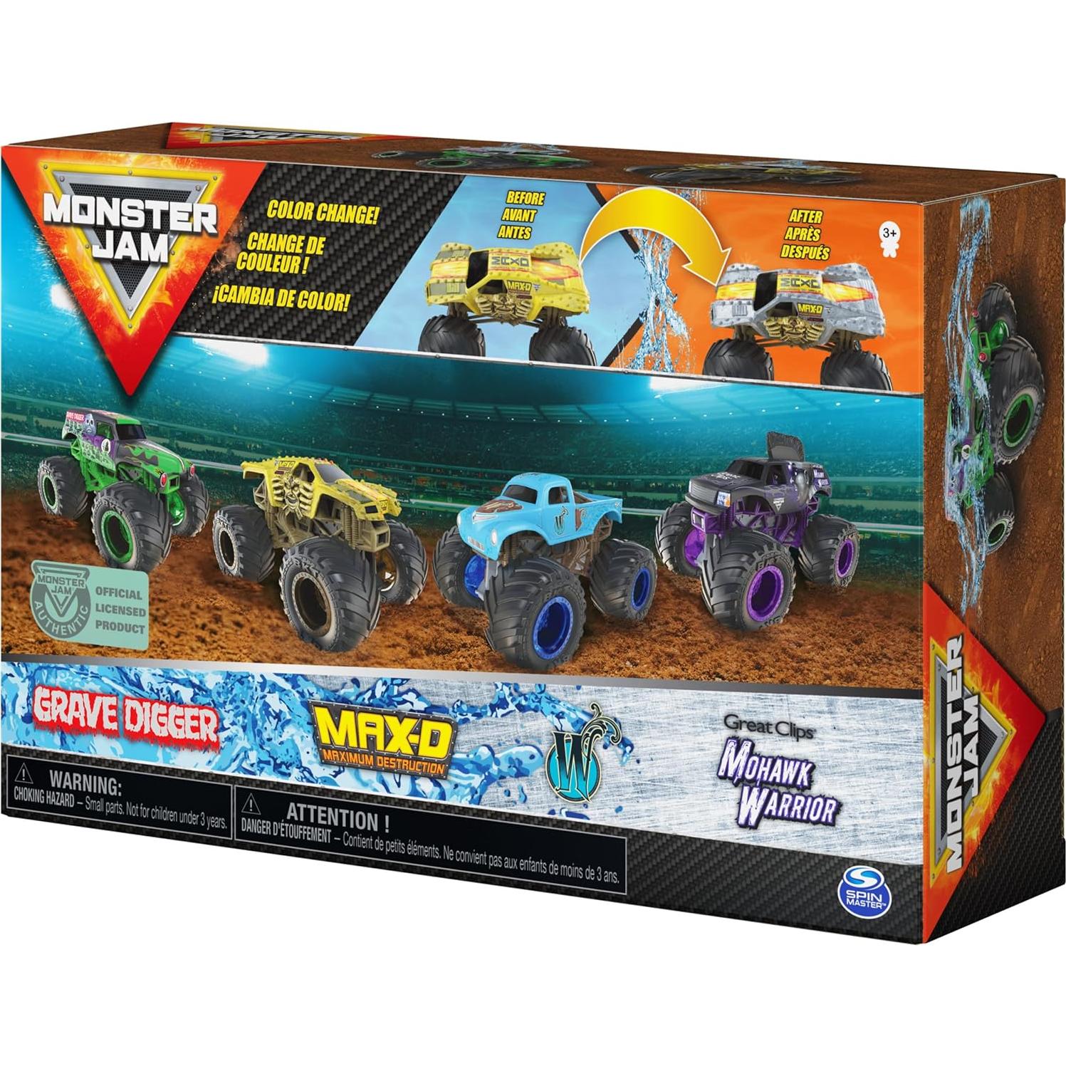 Camiones Monstruo Monster Jam Revela el Acero 4-Pack 1:64
