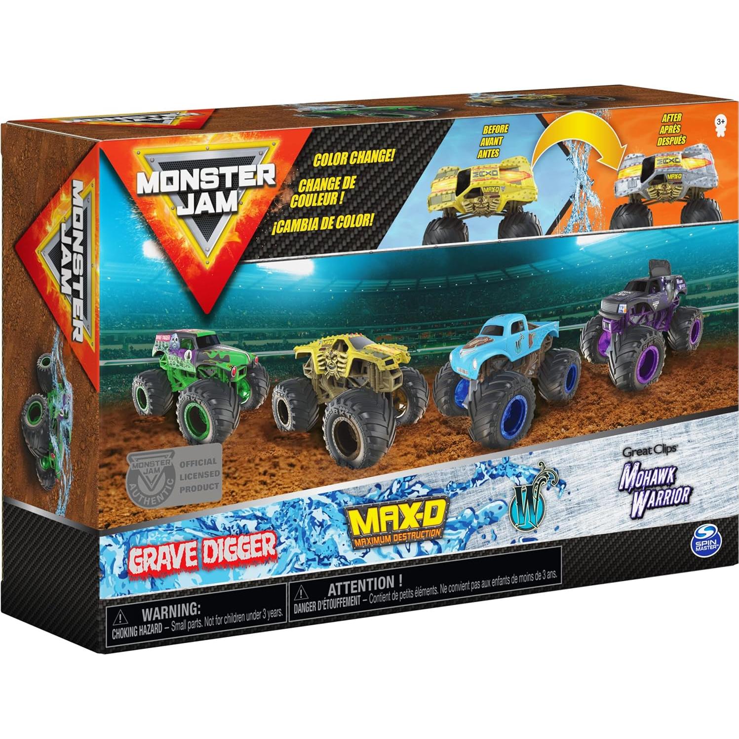 Camiones Monstruo Monster Jam Revela el Acero 4-Pack 1:64