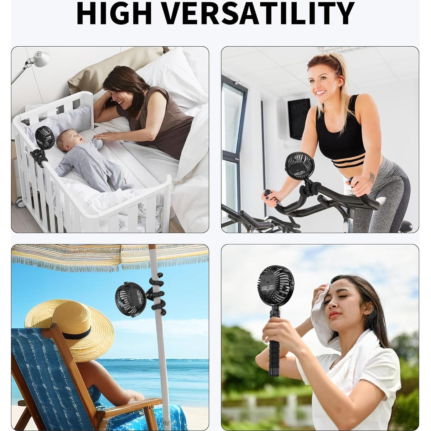 Ventilador de Cochecito AMACOOL D07 Recargable 3 Velocidades