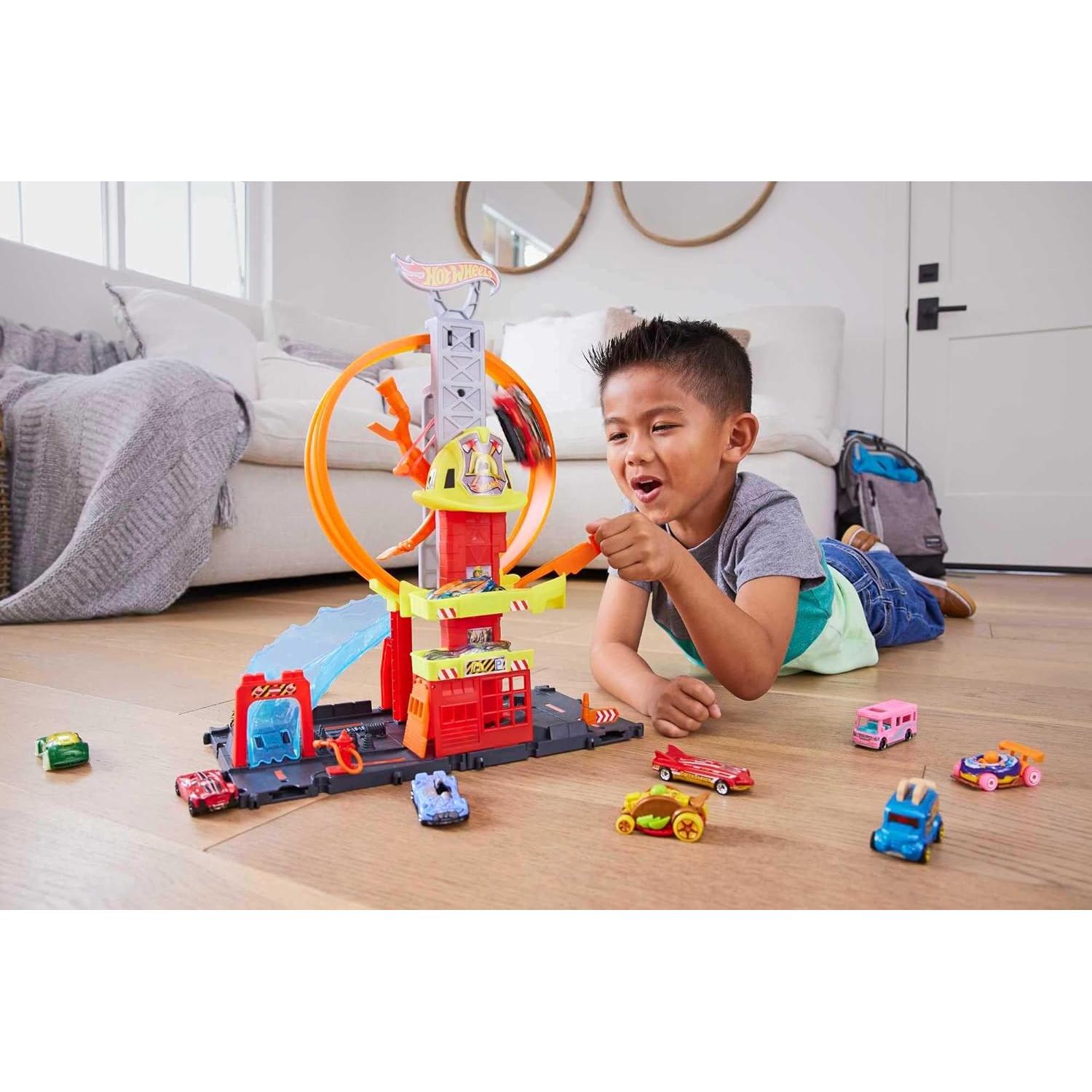 Juego de pista Hot Wheels City Estación Bomberos Super Loop