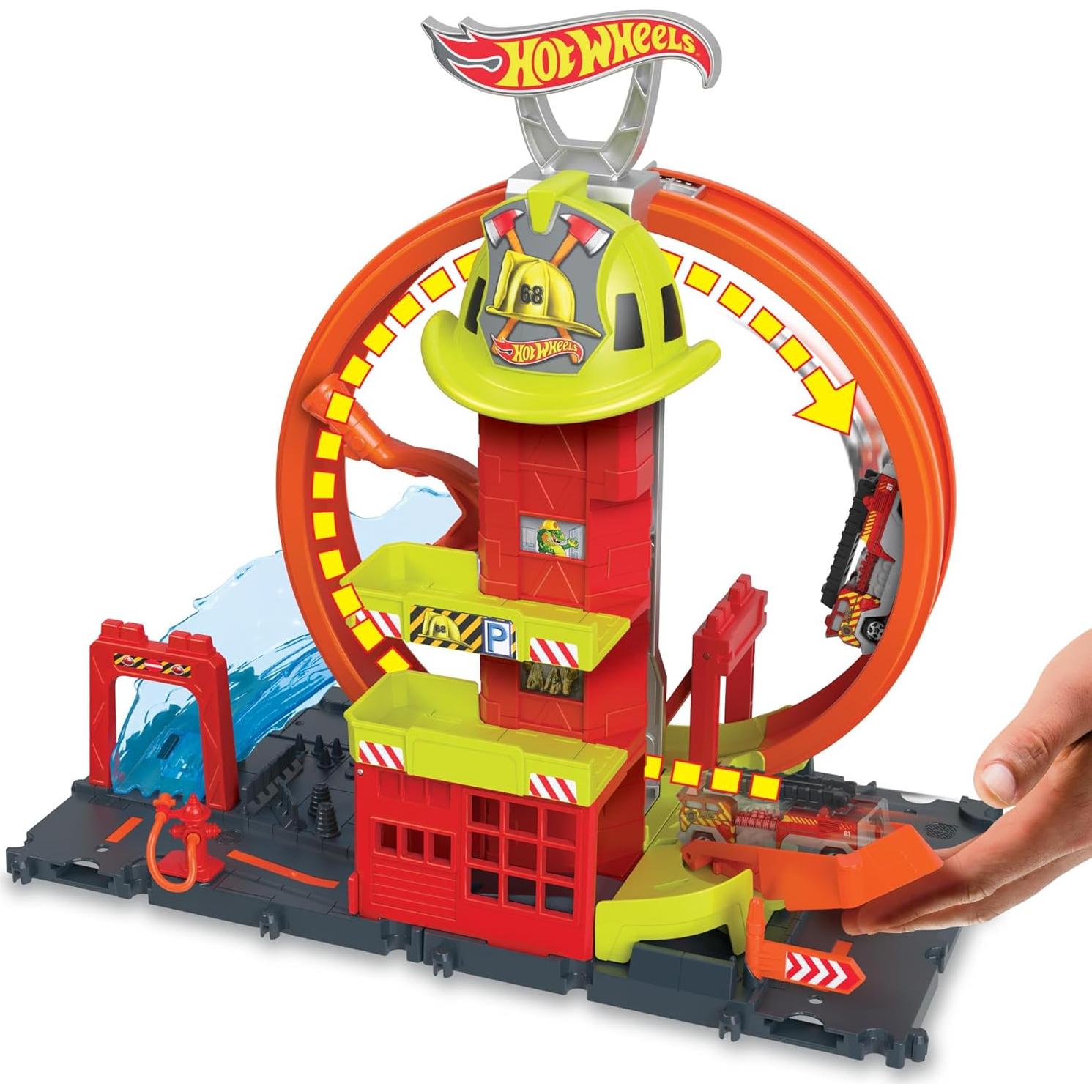 Juego de pista Hot Wheels City Estación Bomberos Super Loop