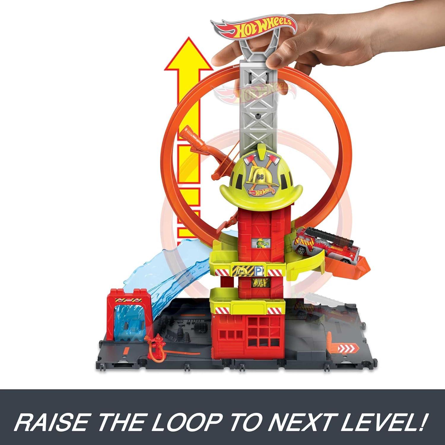 Juego de pista Hot Wheels City Estación Bomberos Super Loop