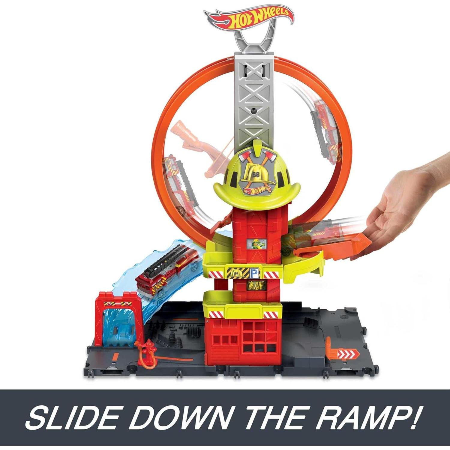 Juego de pista Hot Wheels City Estación Bomberos Super Loop