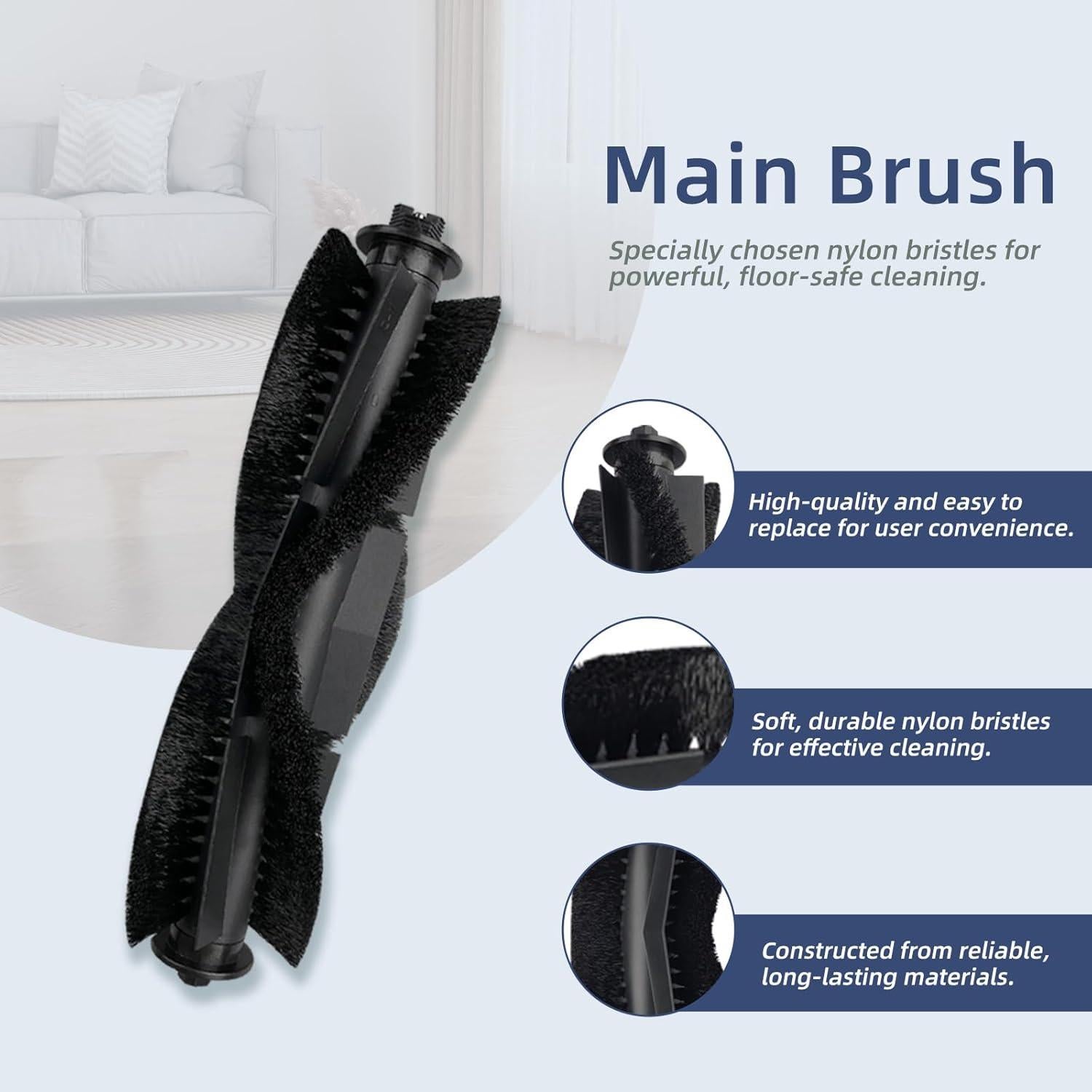 Replacement Parts fit for Tikom G8000/G8000 Pro, Honiture G20/G20 Pro, Laresar Evol 3/Evol 3s, Airzeen G20 Pro, 2 Roller Brushes, 4 Mop Pads,6 Filters,10 Side Brushes,1 Tool【NOT for G8000 MAX】