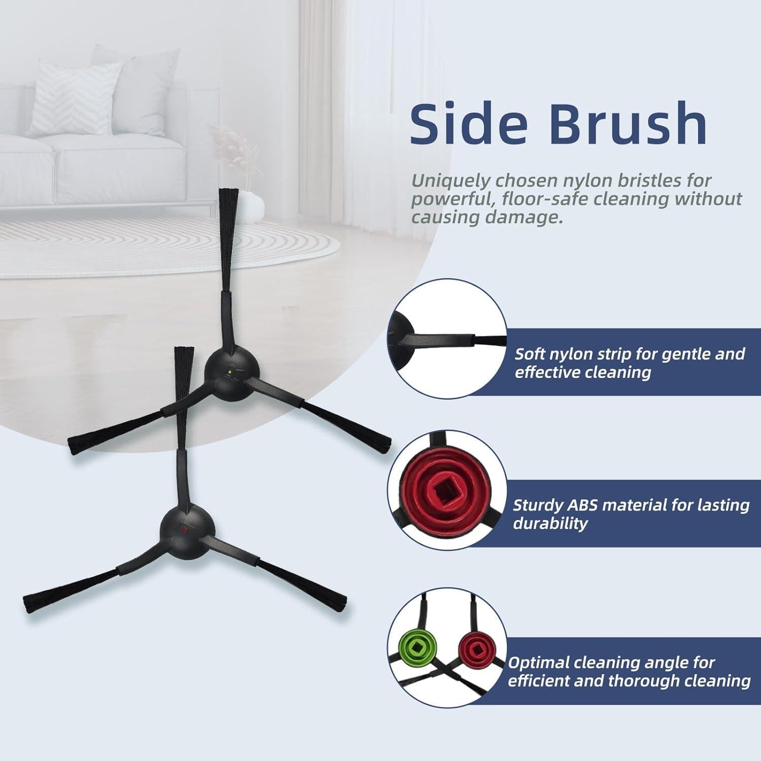 Replacement Parts fit for Tikom G8000/G8000 Pro, Honiture G20/G20 Pro, Laresar Evol 3/Evol 3s, Airzeen G20 Pro, 2 Roller Brushes, 4 Mop Pads,6 Filters,10 Side Brushes,1 Tool【NOT for G8000 MAX】