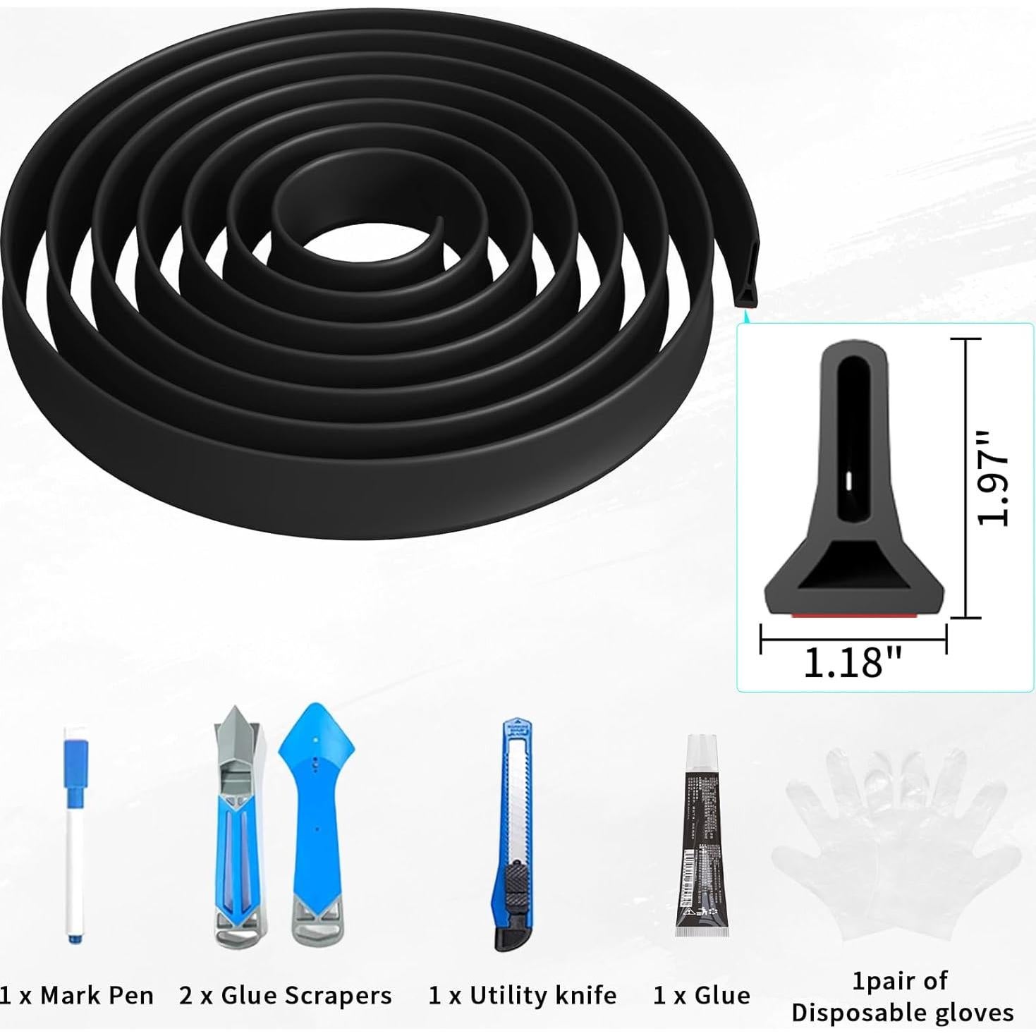 Umbral de Ducha Colapsable Hi-Na 1.5m Negro - Barrera de Agua