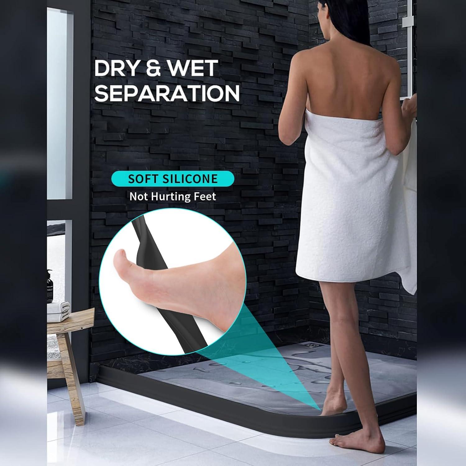 Umbral de Ducha Colapsable Hi-Na 1.5m Negro - Barrera de Agua