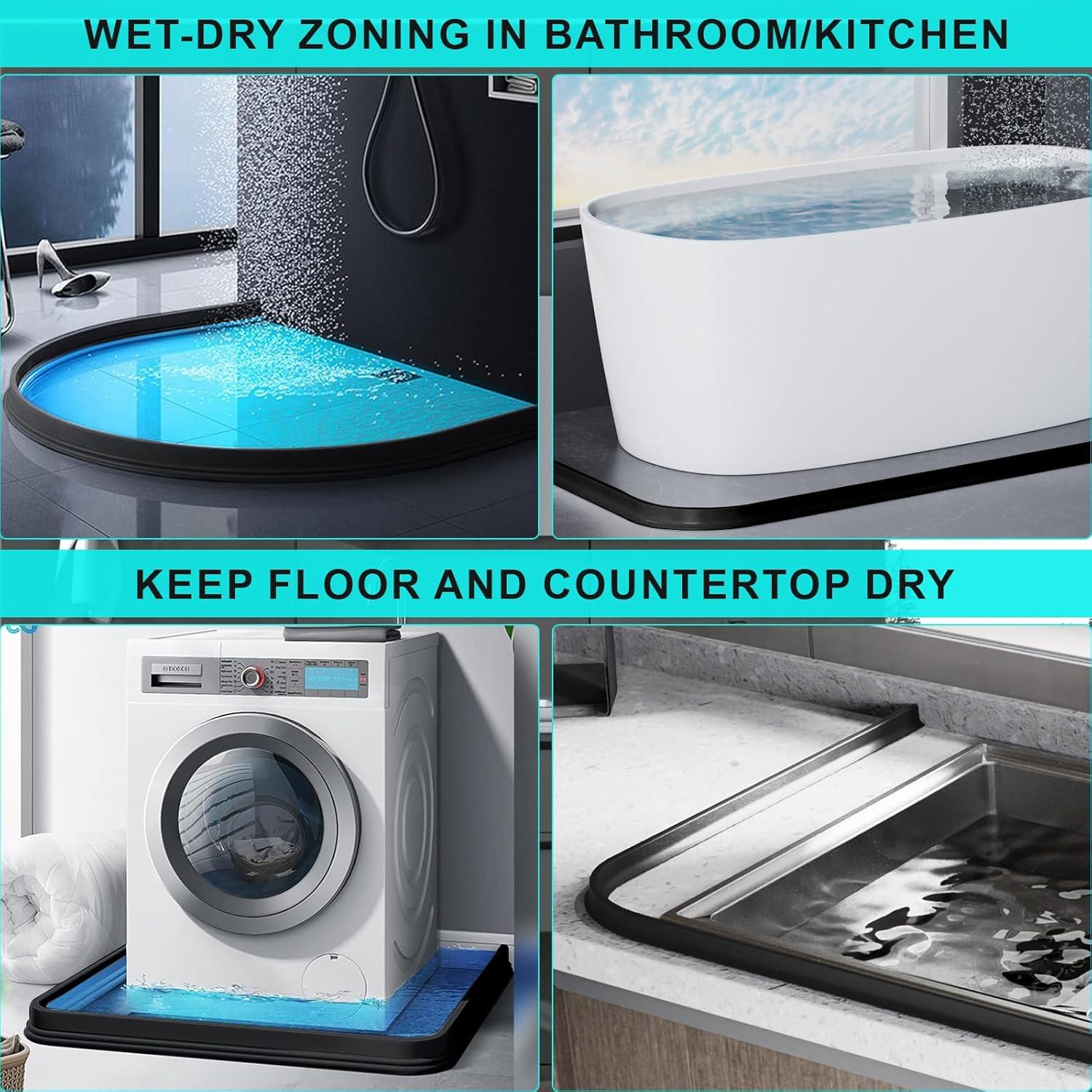 Umbral de Ducha Colapsable Hi-Na 1.5m Negro - Barrera de Agua