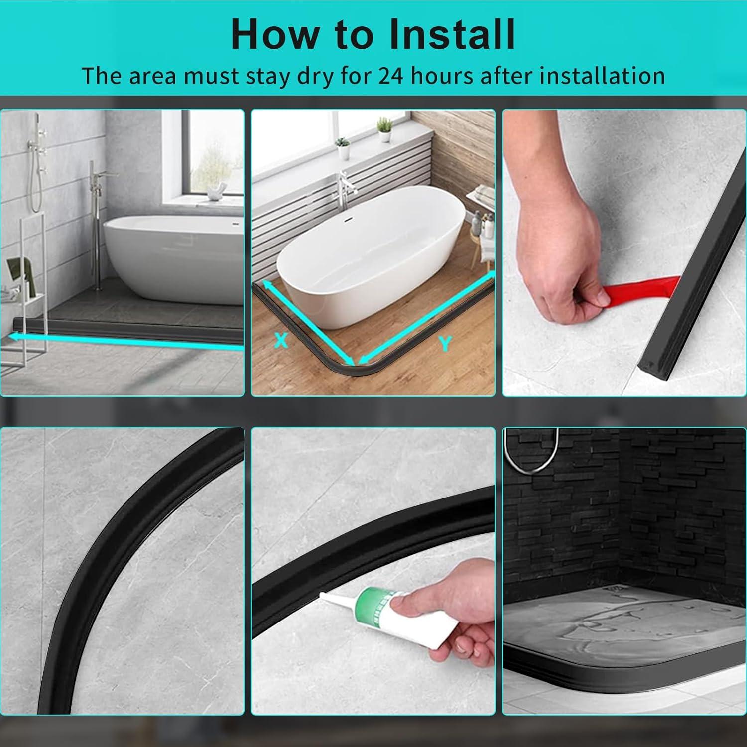 Umbral de Ducha Colapsable Hi-Na 1.5m Negro - Barrera de Agua