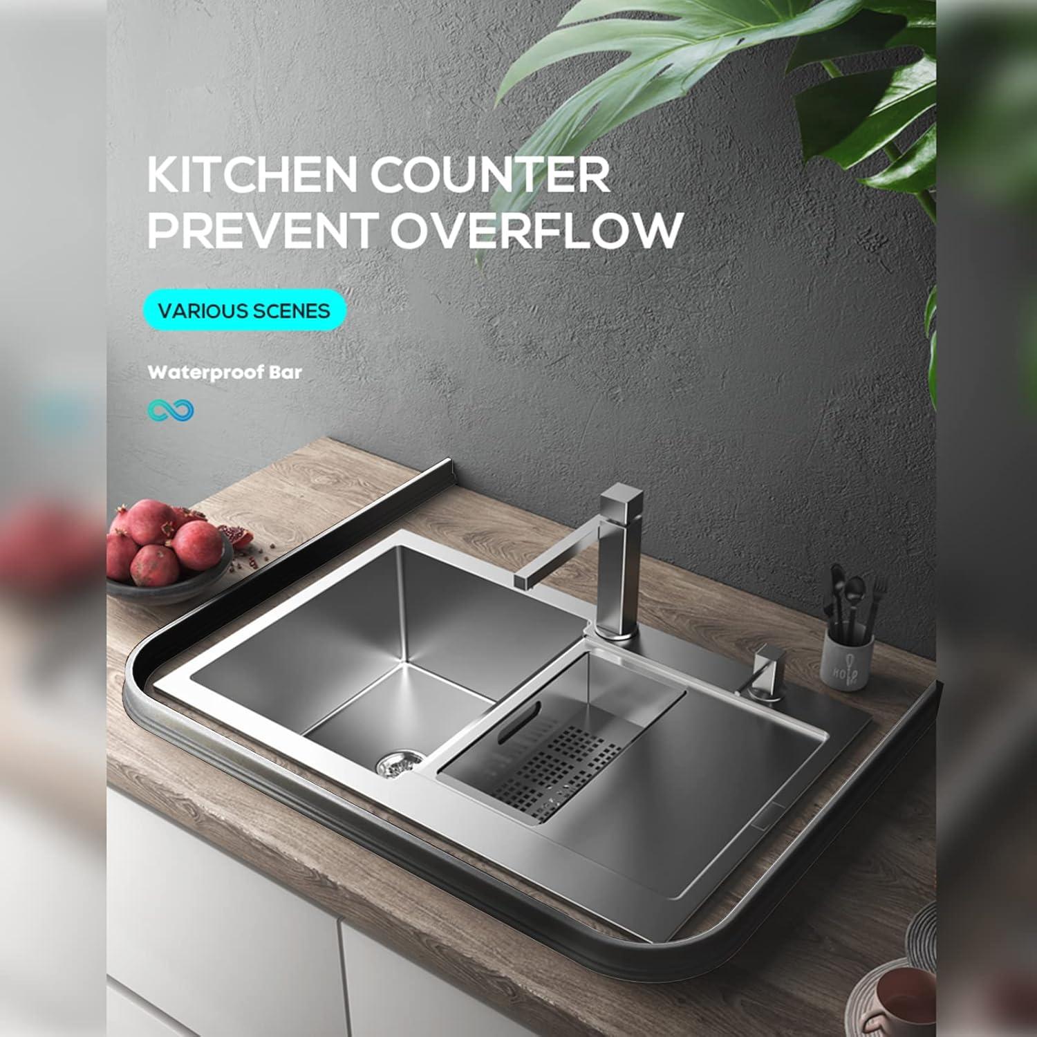 Umbral de Ducha Colapsable Hi-Na 1.5m Negro - Barrera de Agua