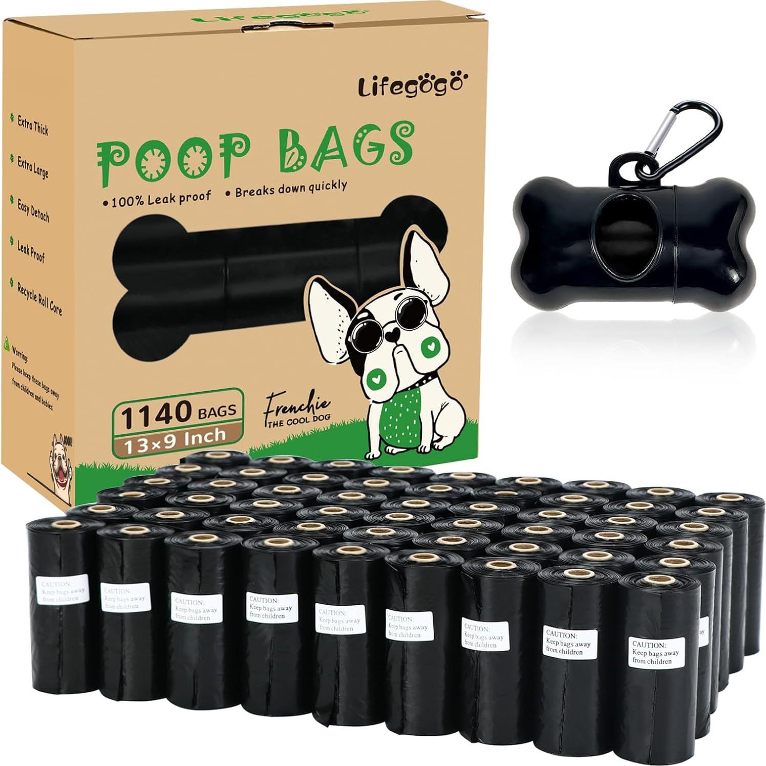 Bolsas de Excremento de Perro Lifegogo 1140 Bolsas Ecológicas