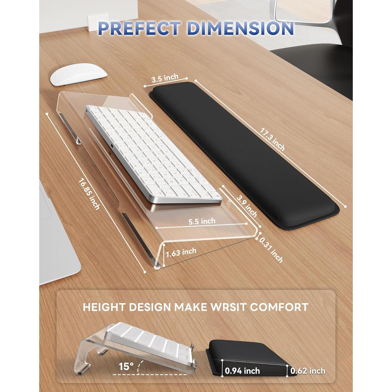 Soporte Ergonómico para Teclado Laborio con Reposamuñecas Transparente