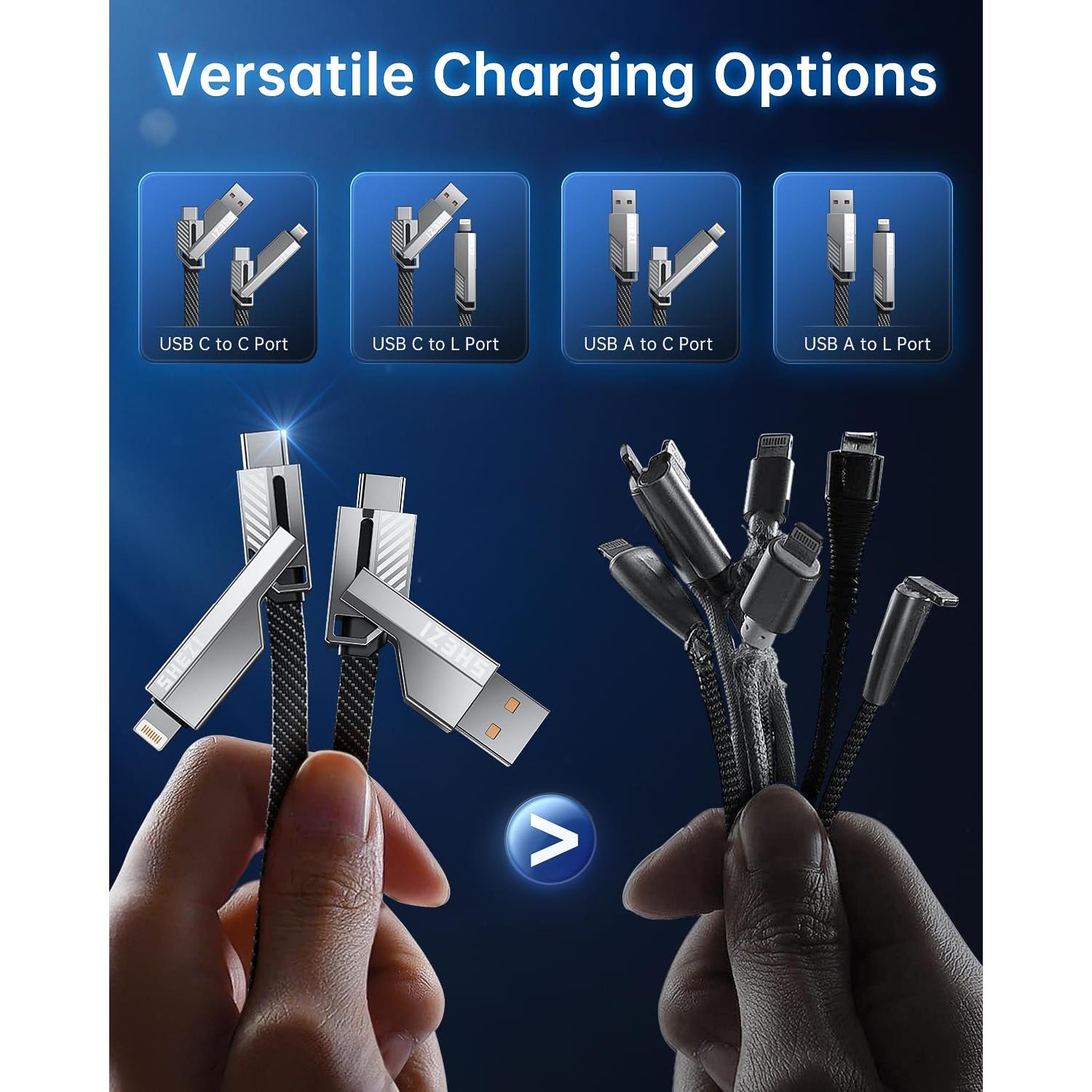 Cable USB C a Lightning 4 en 1 Jixivor 45W 0.91m Carga Rápida