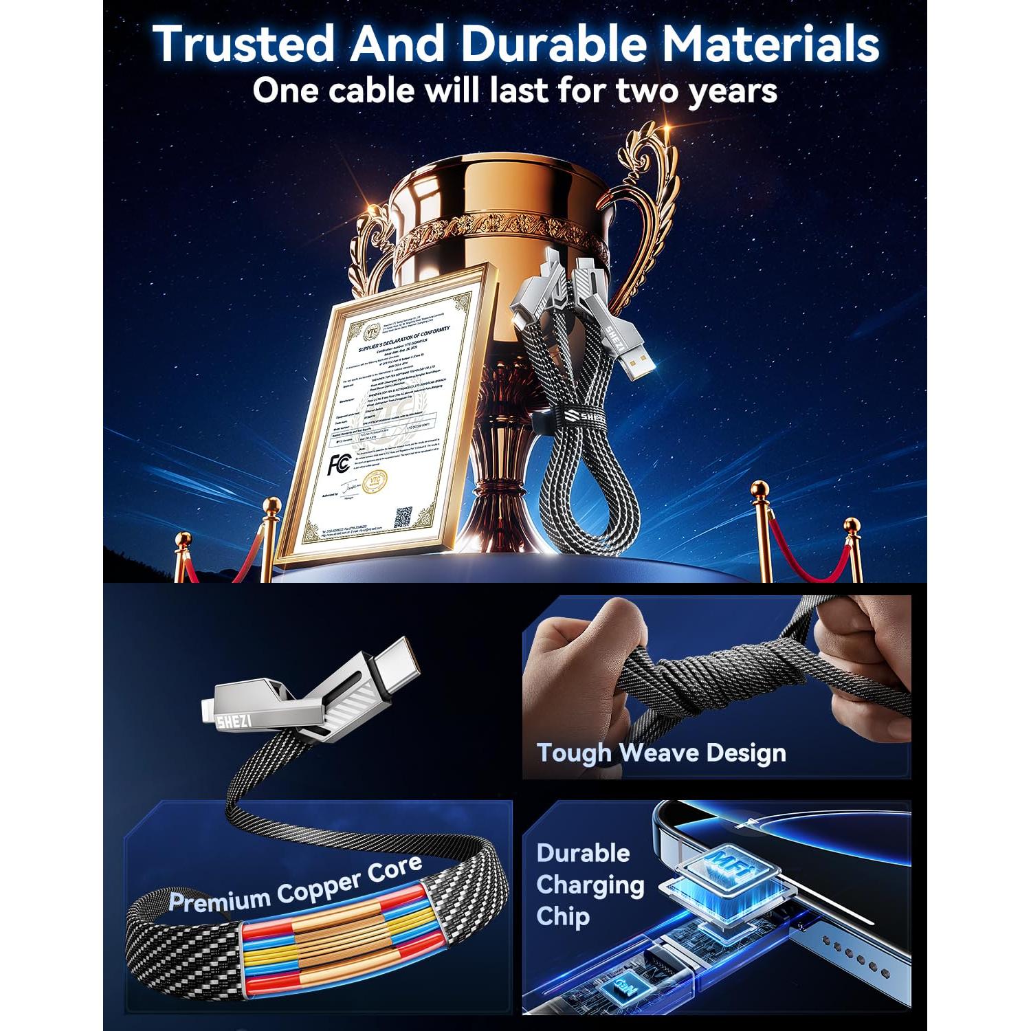 Cable USB C a Lightning 4 en 1 Jixivor 45W 0.91m Carga Rápida