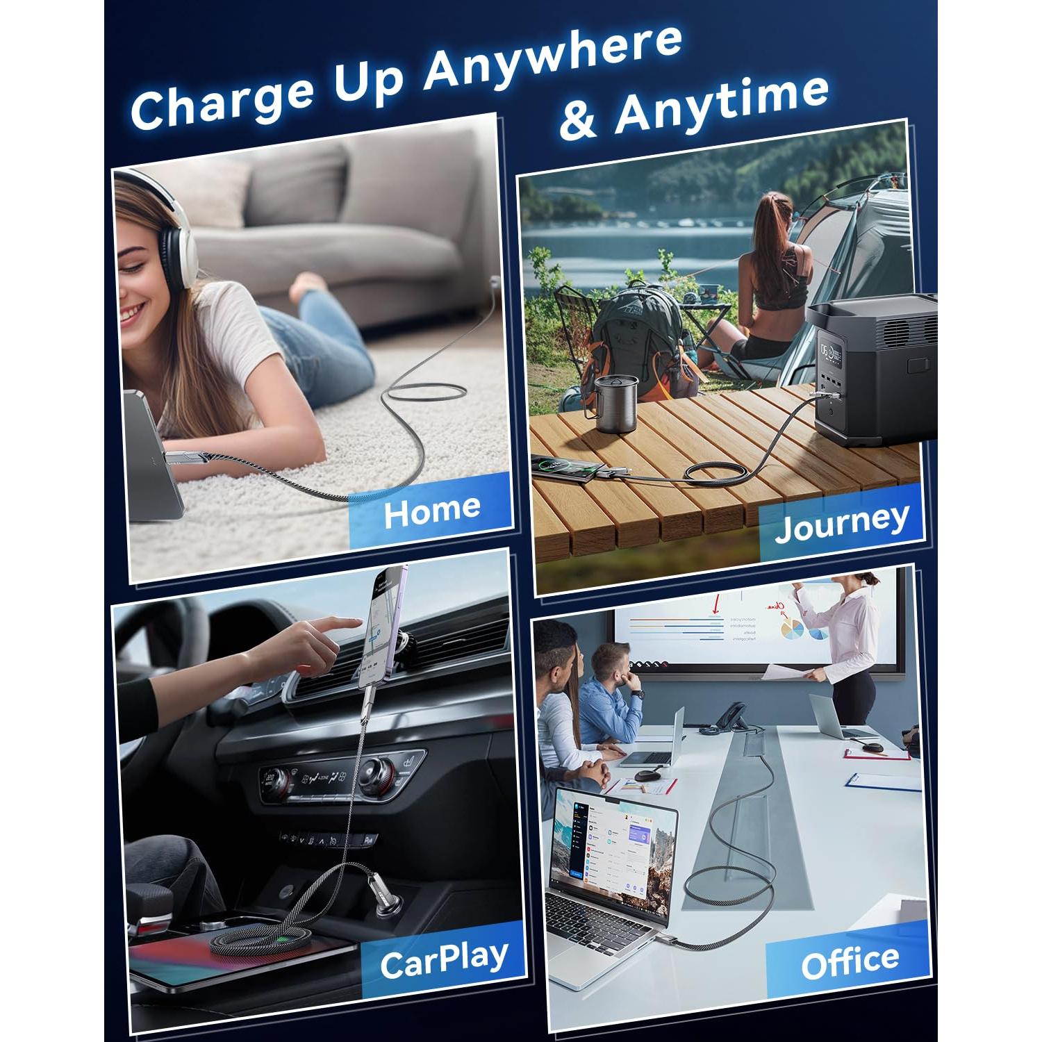 Cable USB C a Lightning 4 en 1 Jixivor 45W 0.91m Carga Rápida