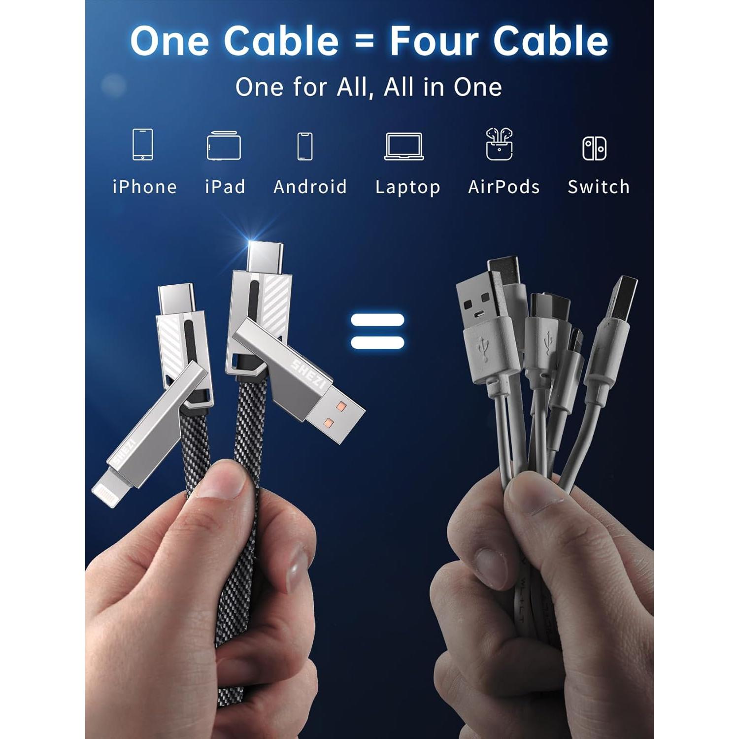 Cable USB C a Lightning 4 en 1 Jixivor 45W 0.91m Carga Rápida