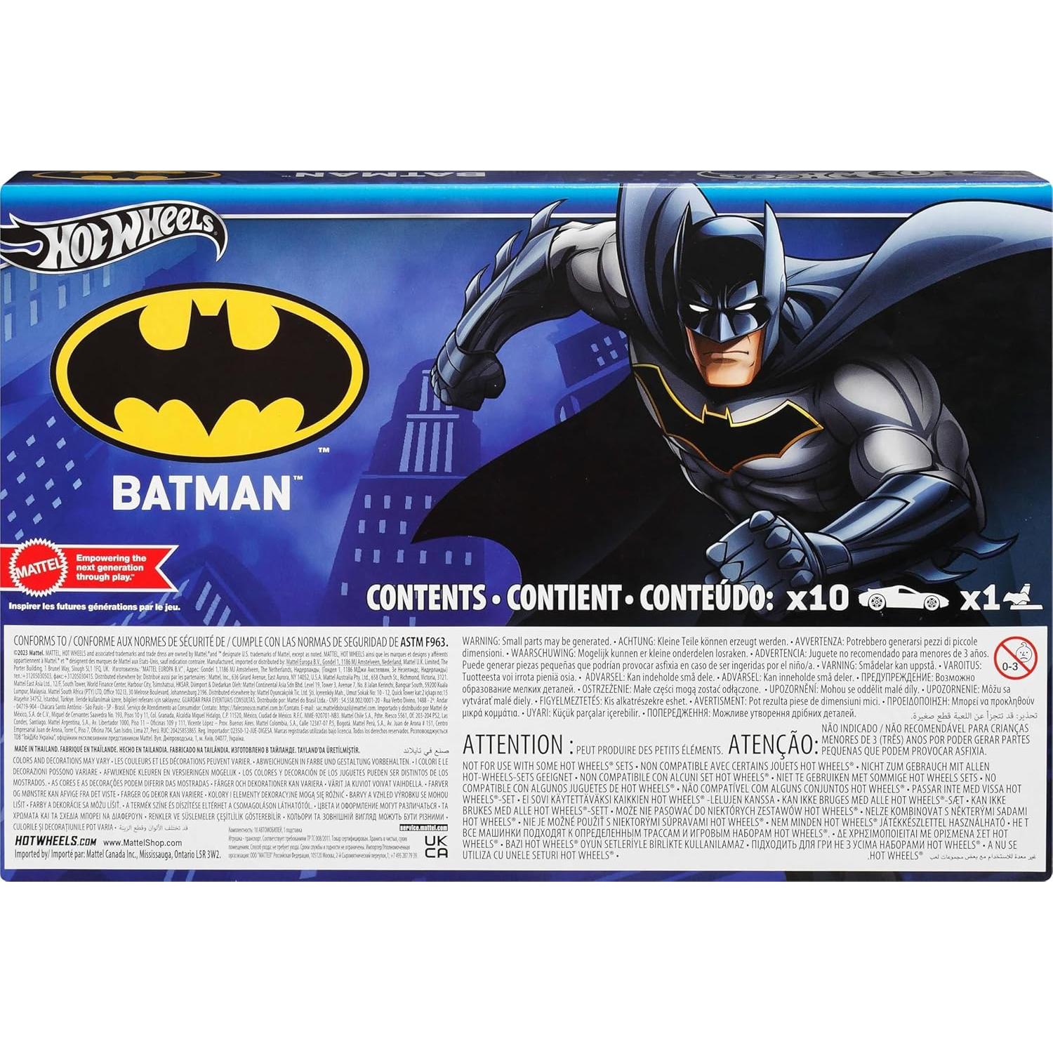 Hot Wheels Paquete de 10 Vehículos Batman 1:64 Metal