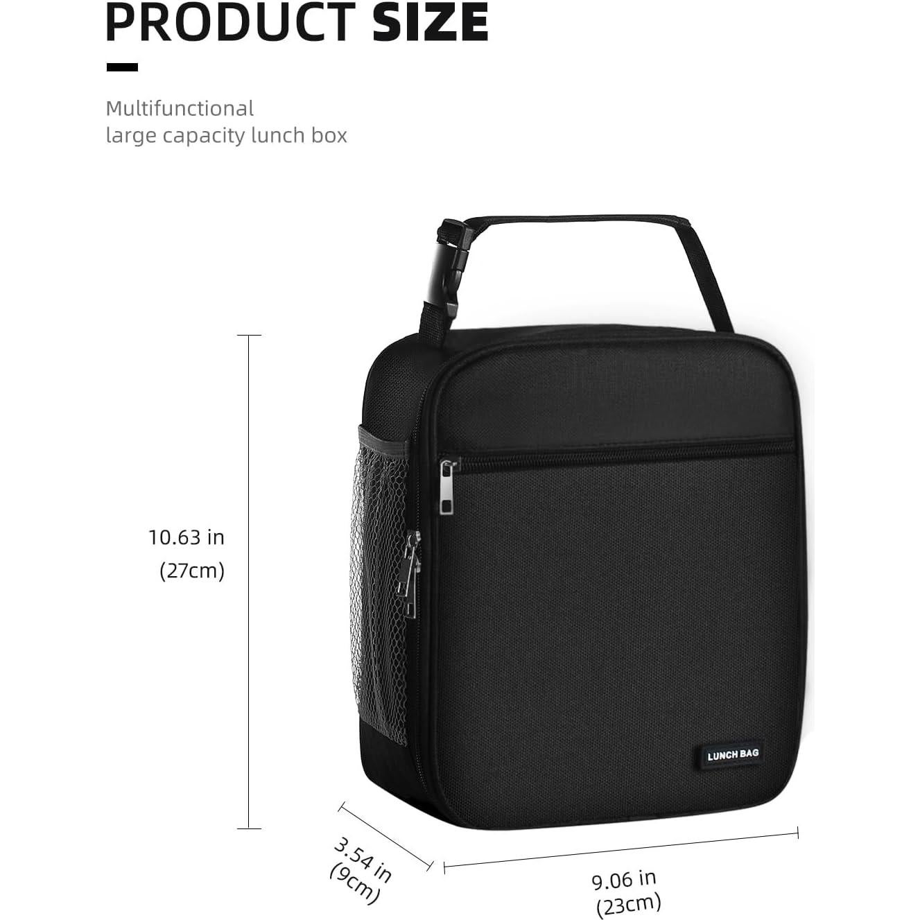 Bolsa de Almuerzo Aislada Lovoeo Negra 27x23x9 cm