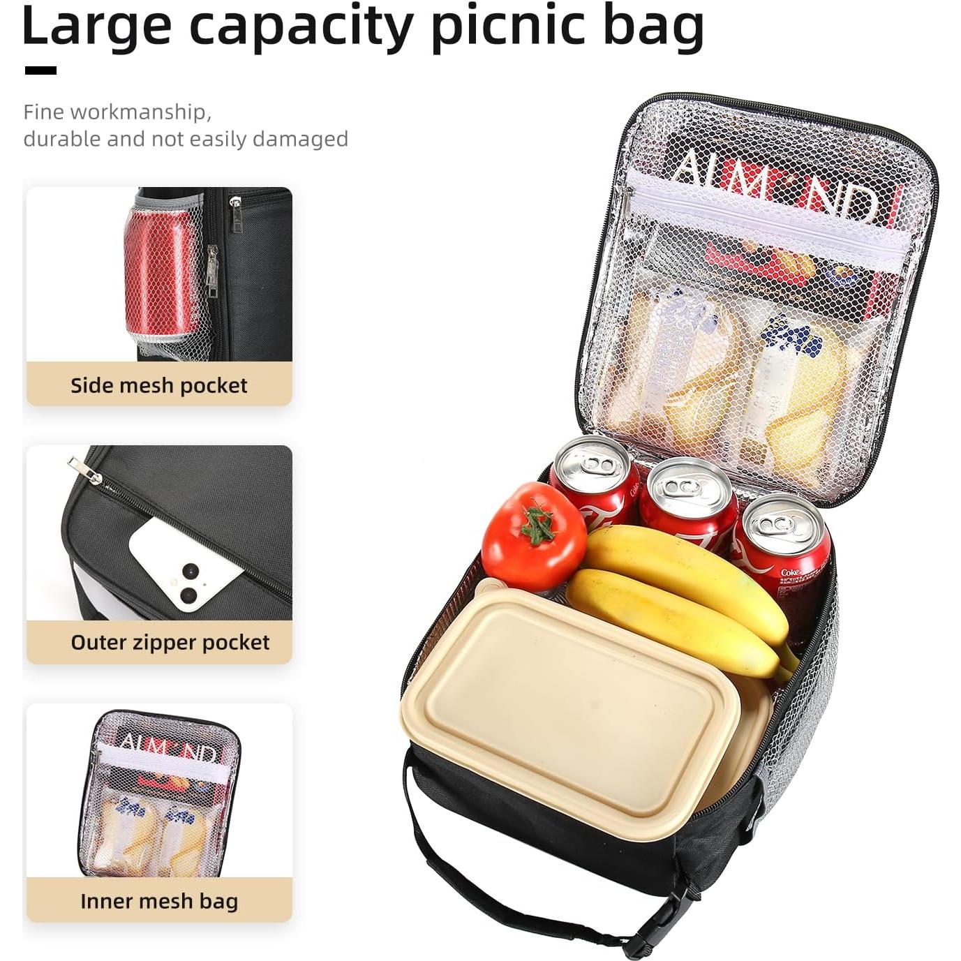 Bolsa de Almuerzo Aislada Lovoeo Negra 27x23x9 cm