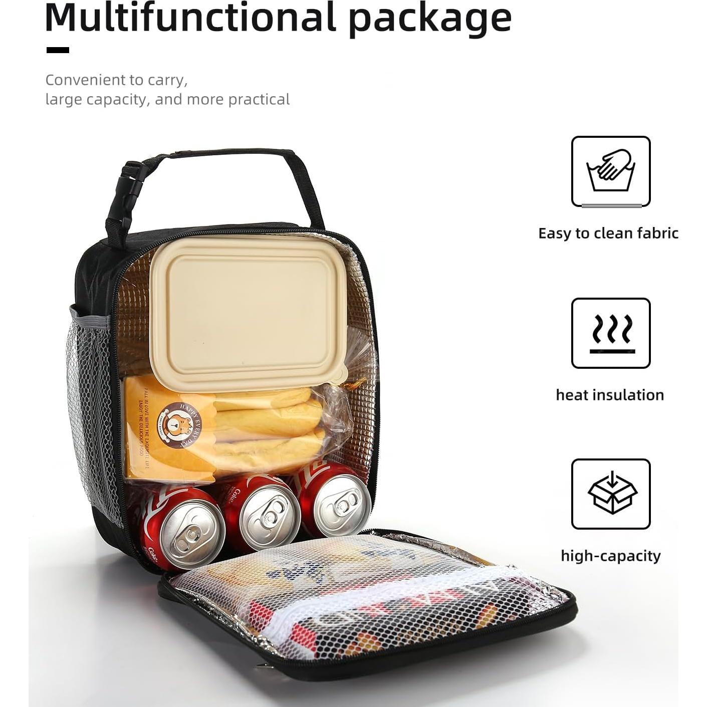 Bolsa de Almuerzo Aislada Lovoeo Negra 27x23x9 cm