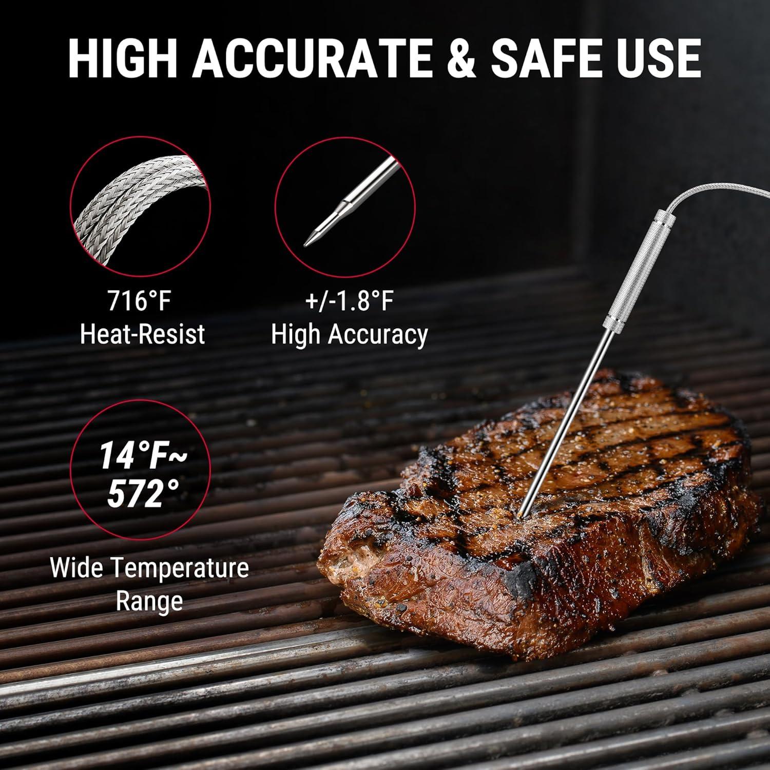 Termómetro de Carne Inalámbrico ThermoPro TP-25H2, 2 Sondas, Bluetooth