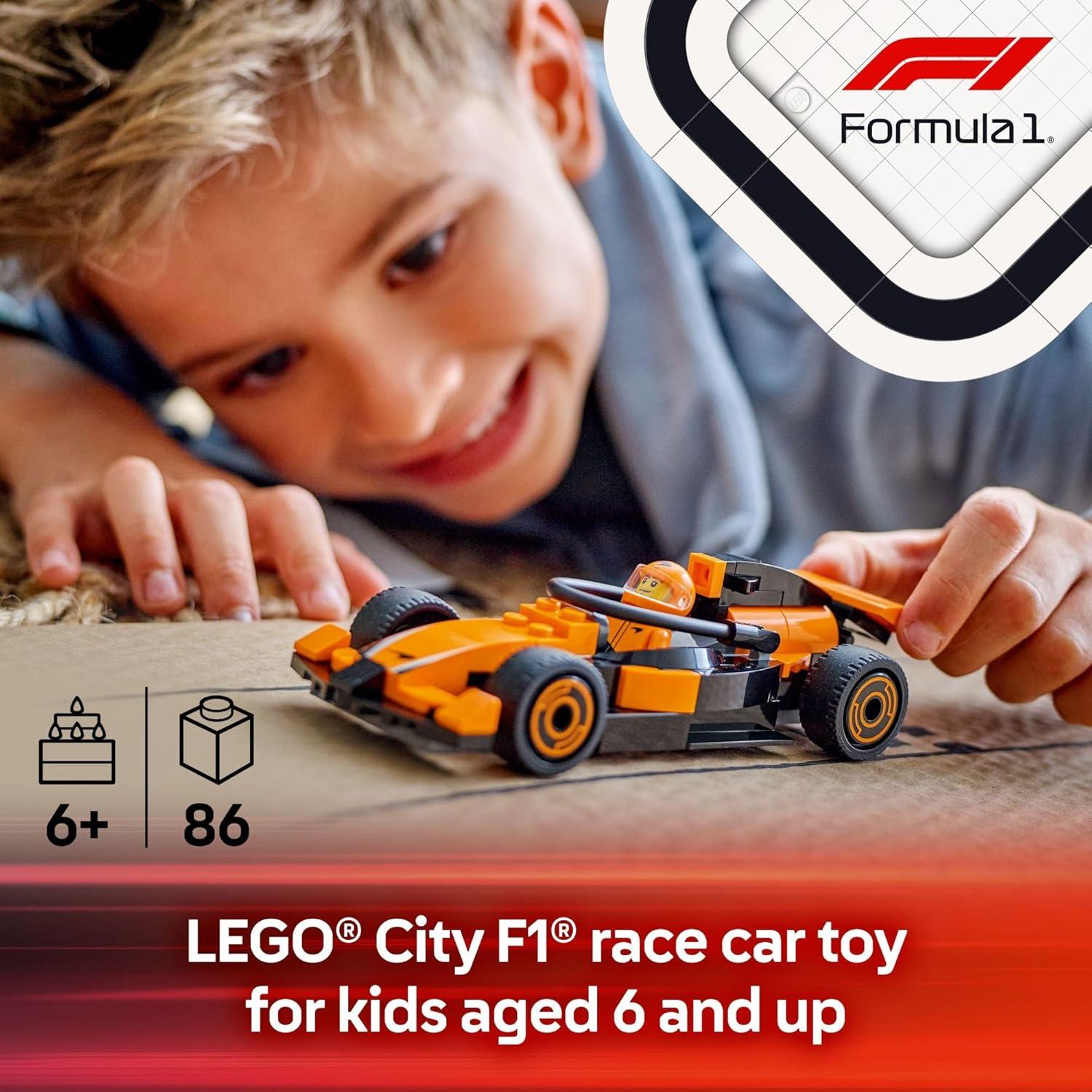 LEGO City Piloto de F1 McLaren - Auto de Carreras 14 cm