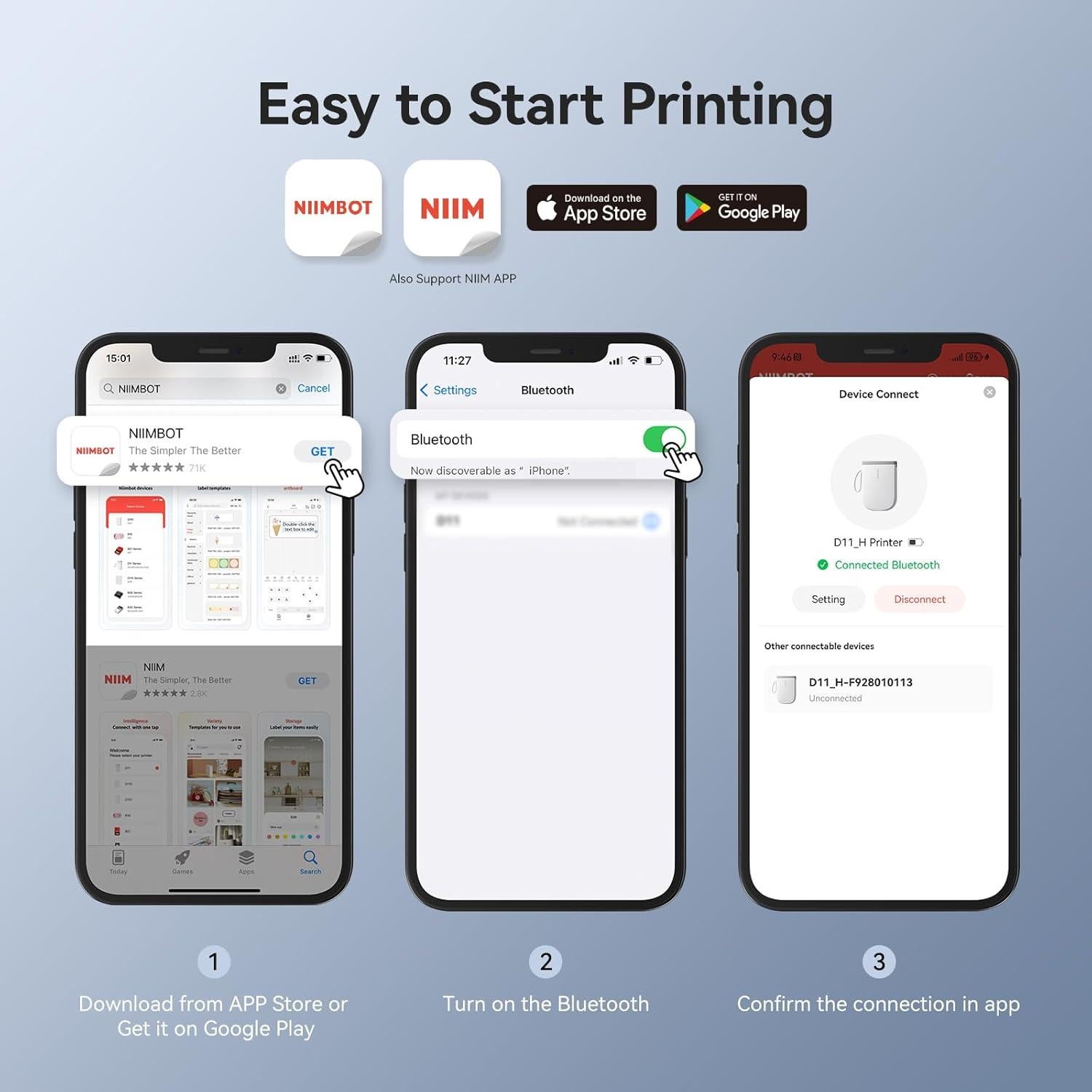 Impresora de Etiquetas NIIMBOT D11 Bluetooth 300 DPI Blanca
