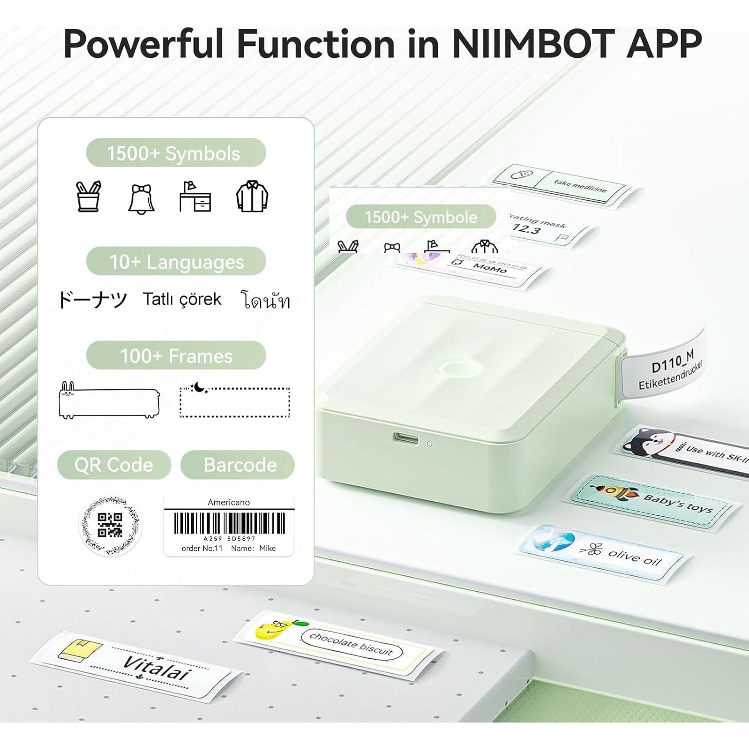 Impresora de Etiquetas NIIMBOT D110 Bluetooth Verde 12x40mm