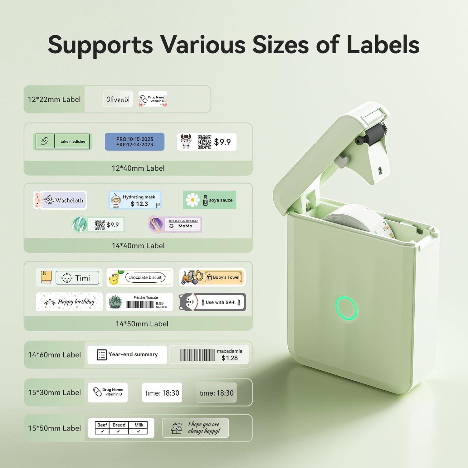 Impresora de Etiquetas NIIMBOT D110 Bluetooth Verde 12x40mm