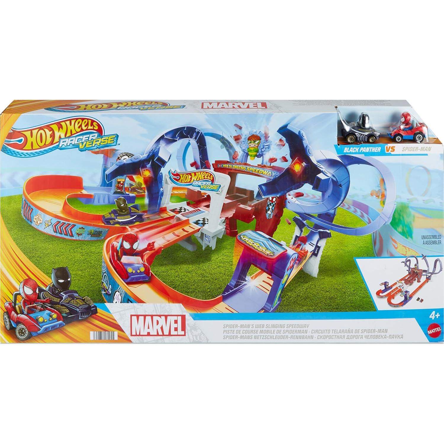 Juego de Pista Hot Wheels Spider-Man y Black Panther