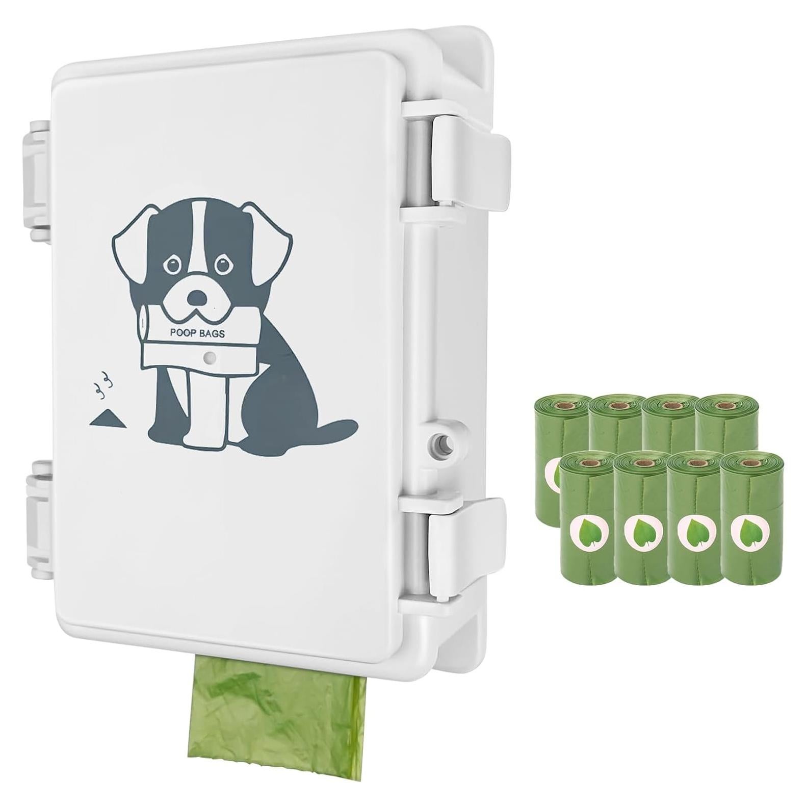 Dispensador de bolsas para excrementos de perro - Blanco - 8 rollos