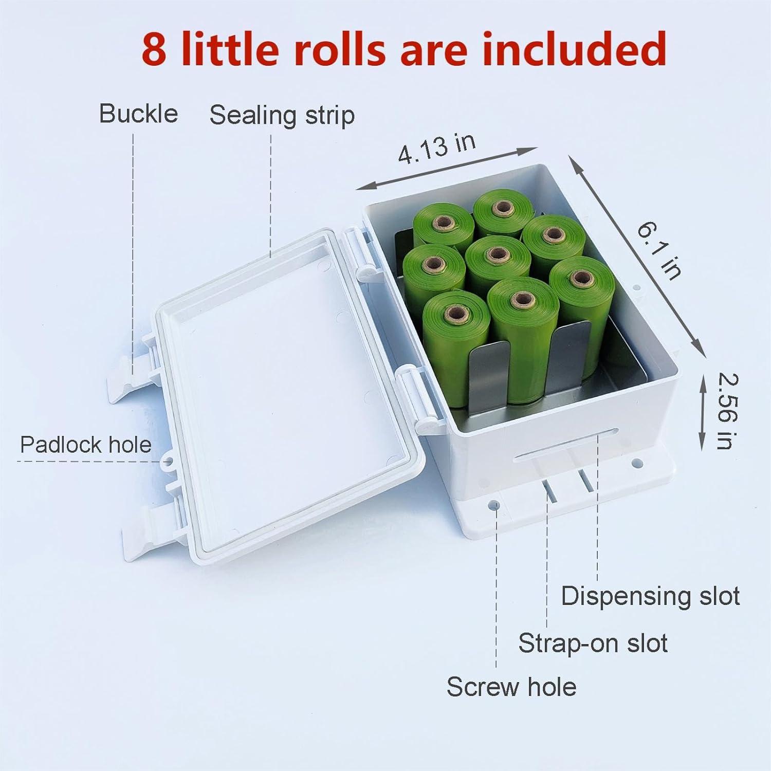 Dispensador de bolsas para excrementos de perro - Blanco - 8 rollos