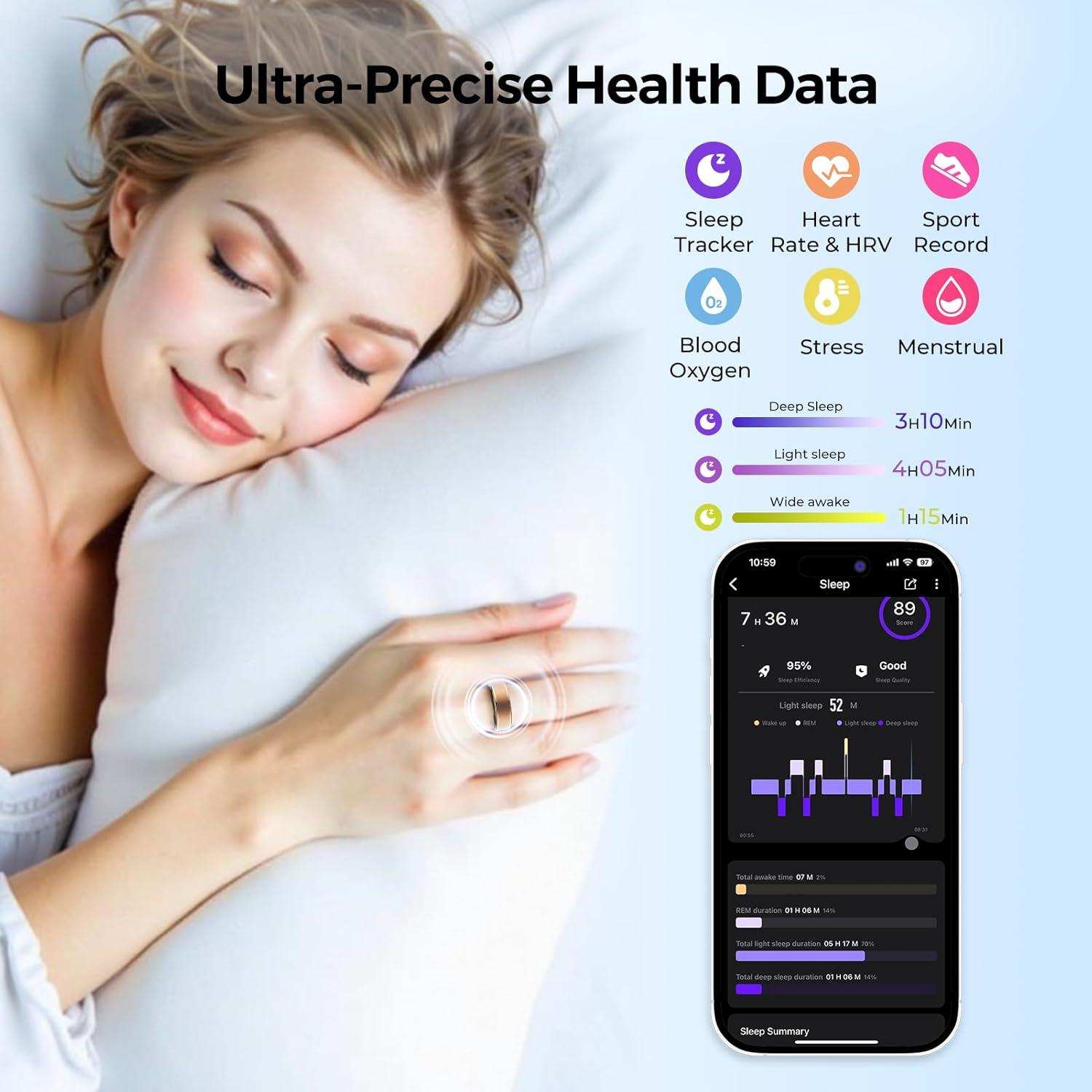 Anillo Inteligente Domhong 12# - Monitoreo de Salud y Fitness