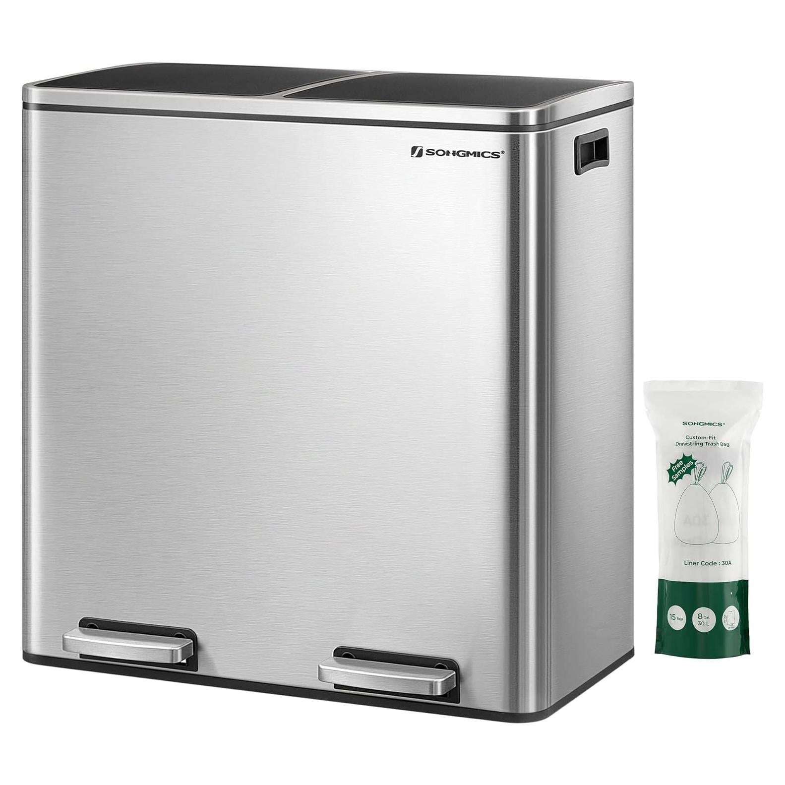 Cubo de Basura SONGMICS 2 x 30 L con Pedal y 15 Bolsas
