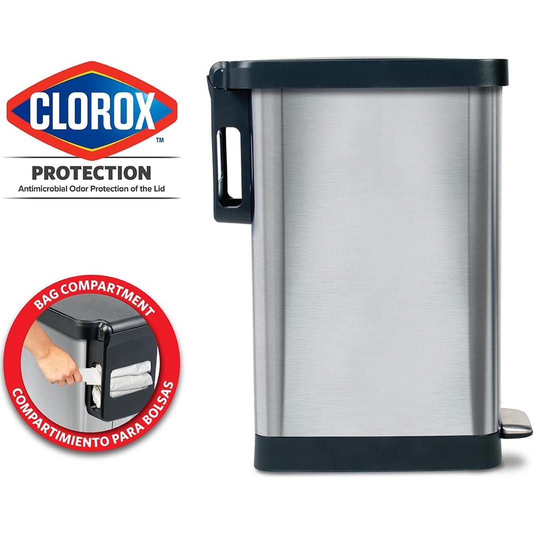 Bote de Basura Slim Glad 45L Acero Inoxidable con Tapa