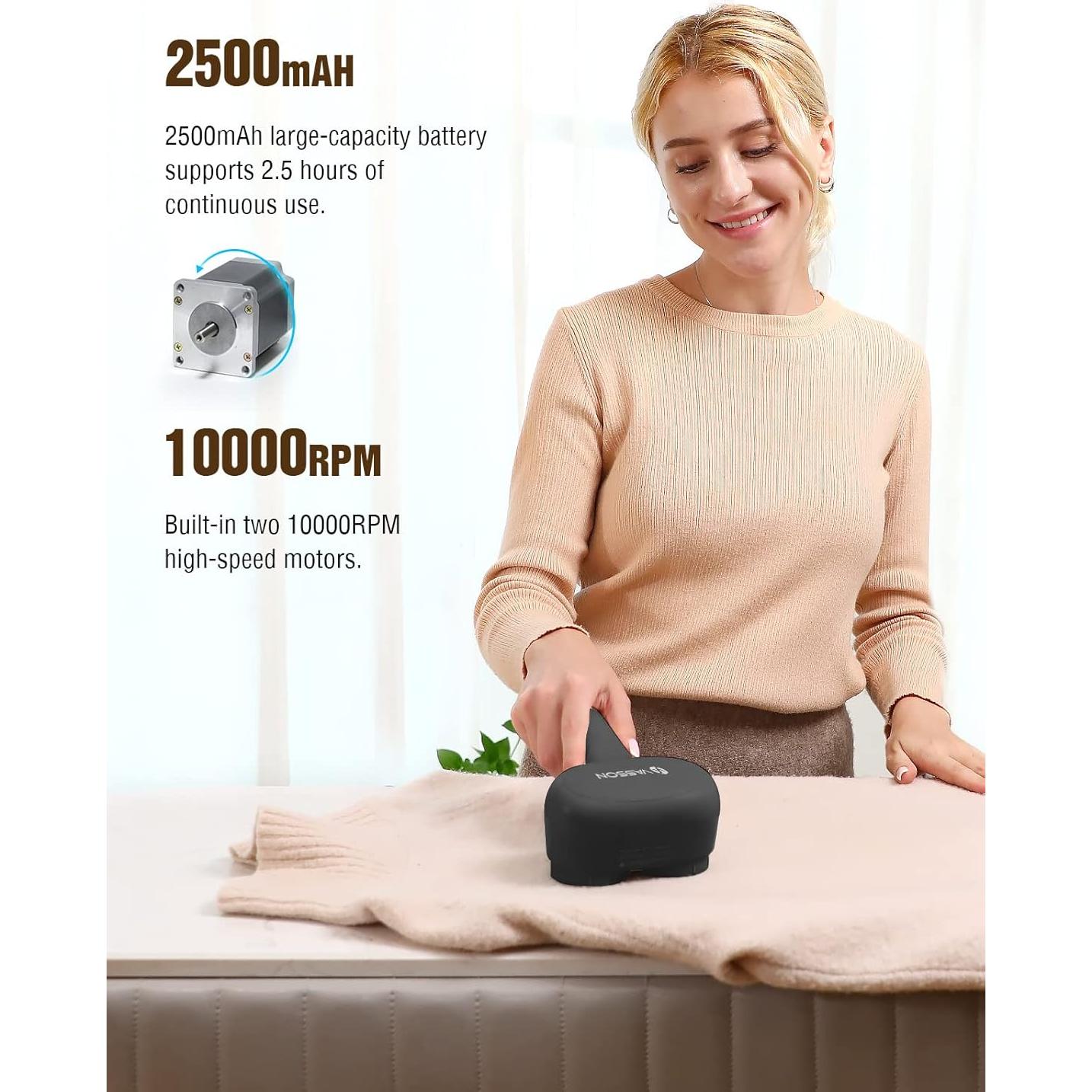 Quitapelusas Eléctrico VASSON Recargable 2500mAh Negro