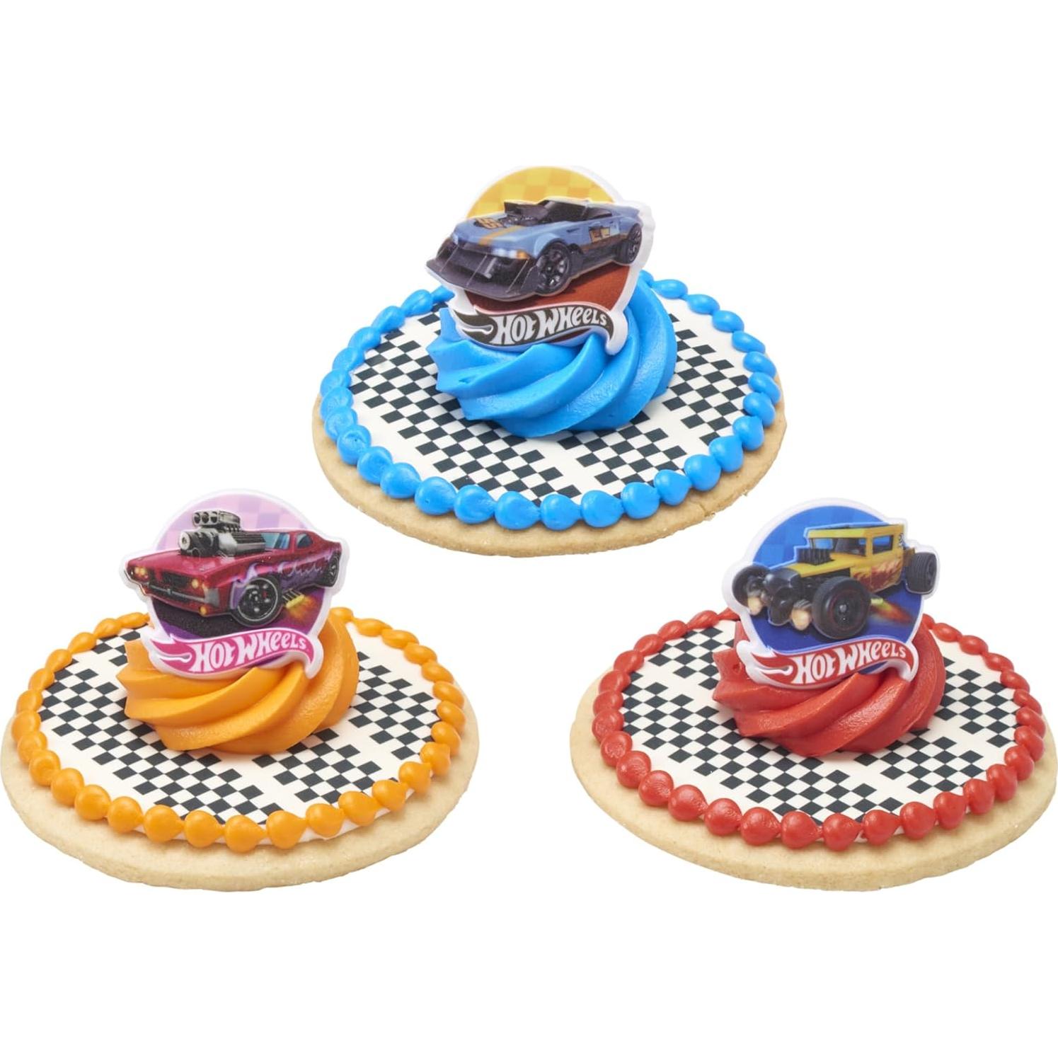 Anillos de Cupcake DecoPac Hot Wheels - 24 Toppers Apto Alimentos