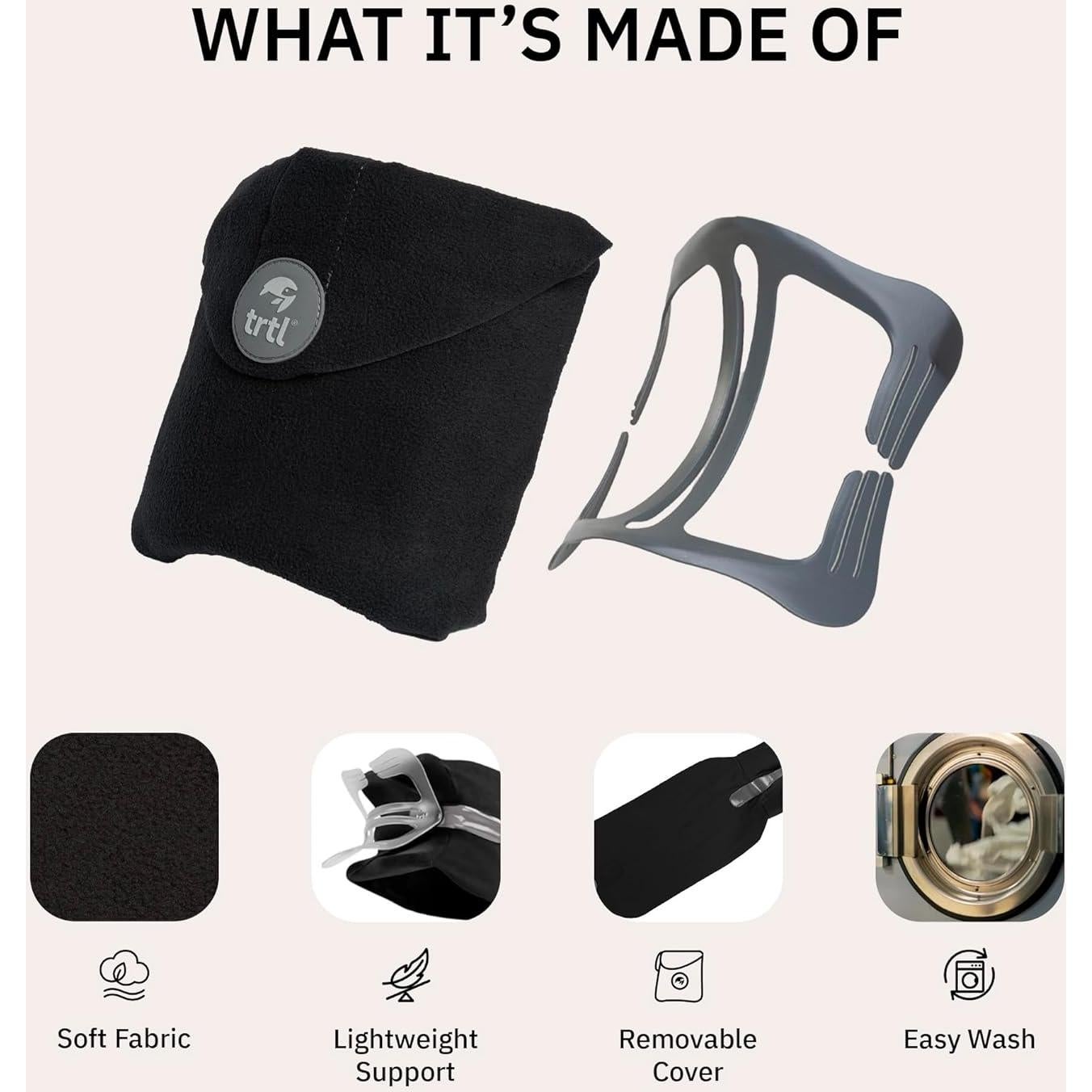 Almohada de Cuello Trtl Negra - Soporte Ergonómico para Viajar