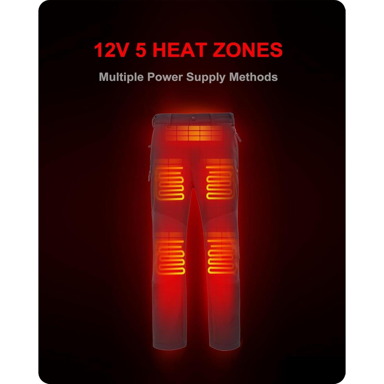 Pantalones Calentados DEWBU para Hombres 12V Forro Polar