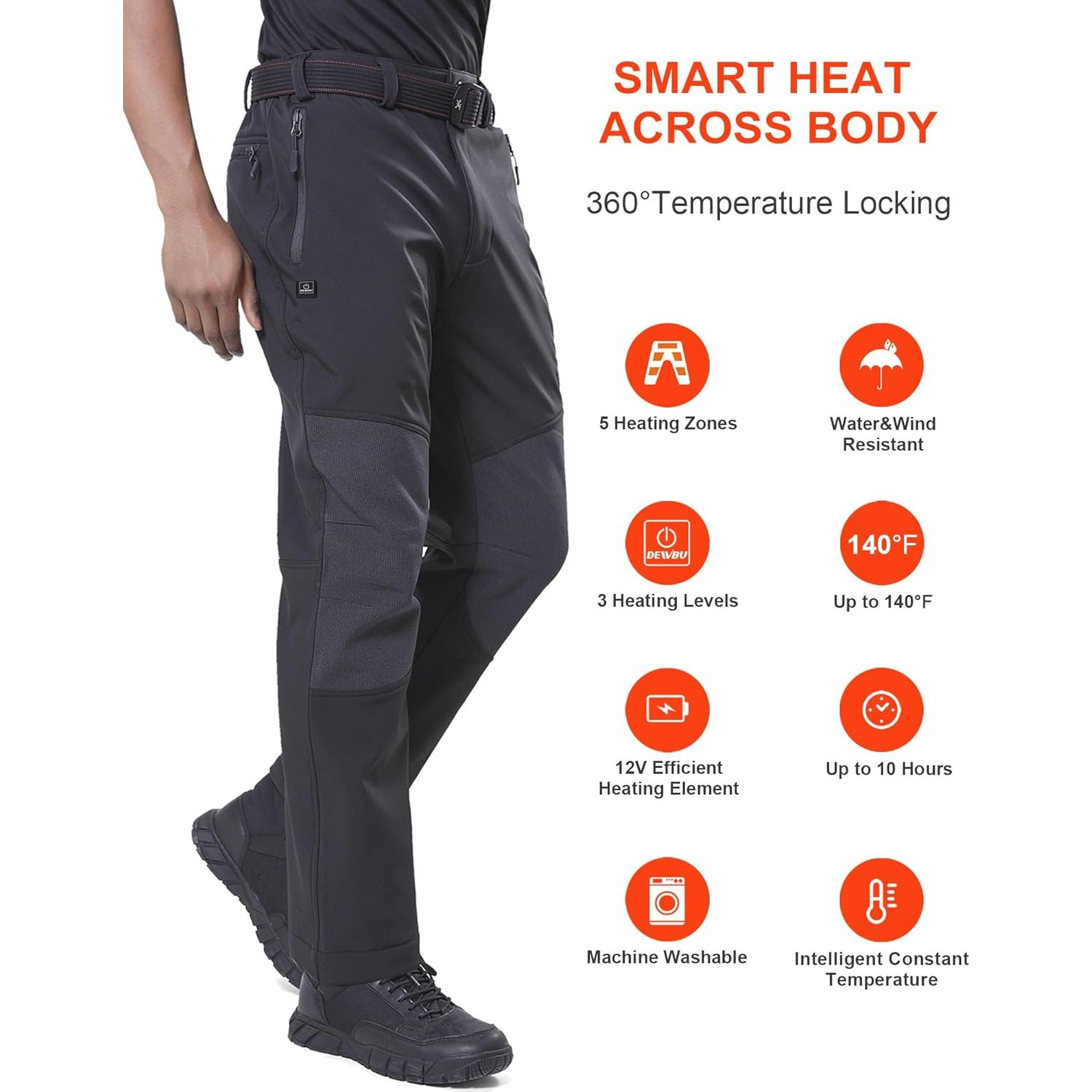 Pantalones Calentados DEWBU para Hombres 12V Forro Polar