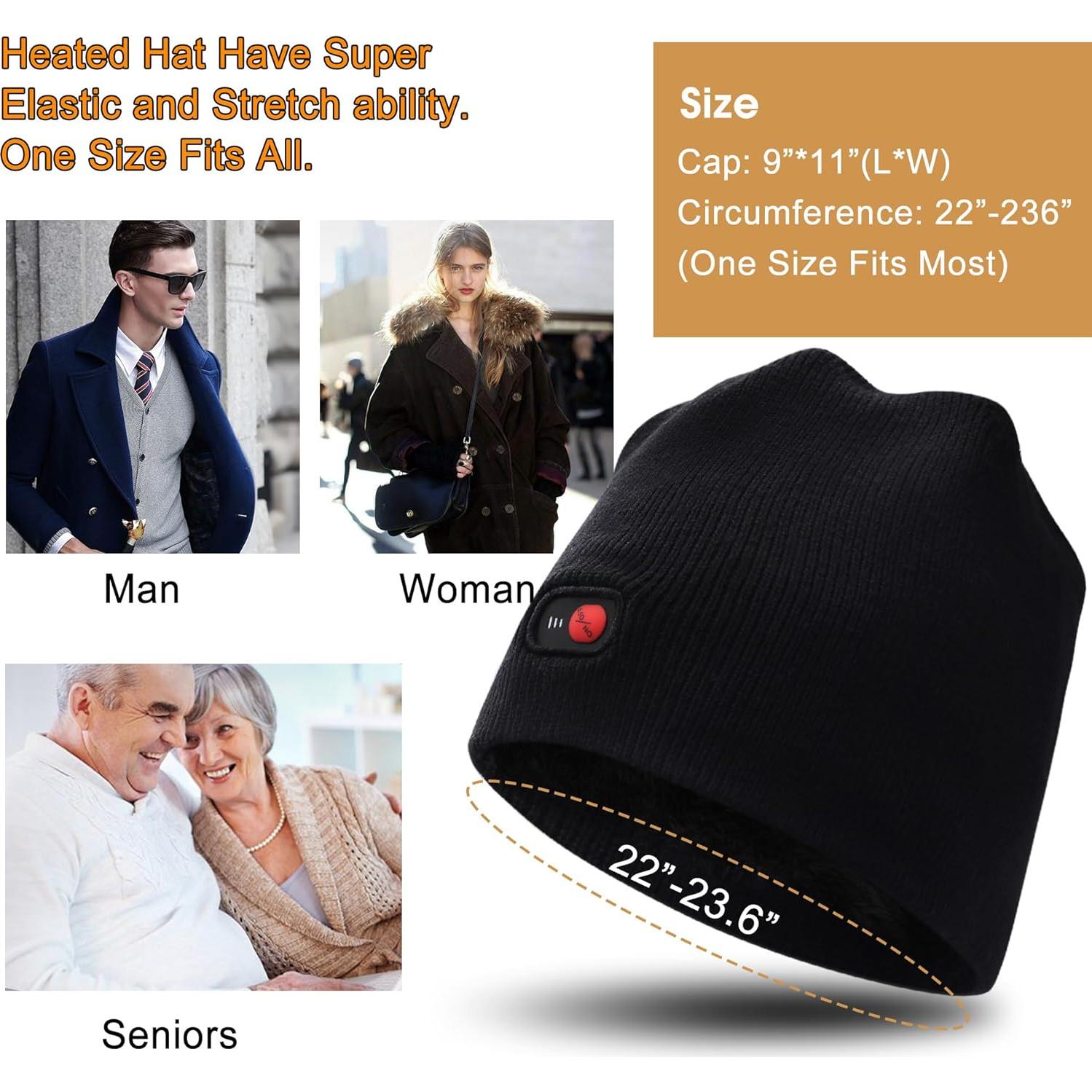 Gorro Térmico Eléctrico Recargable Autocastle Unisex Negro