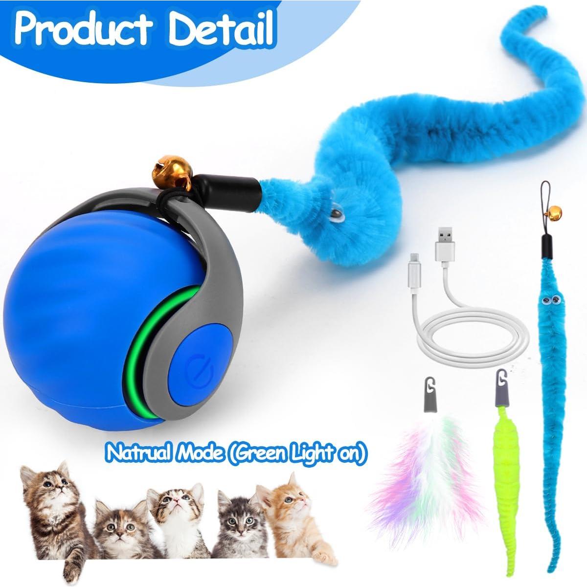 Juguete Interactivo para Gatos Mity Rain, Bola Autopropulsada Azul
