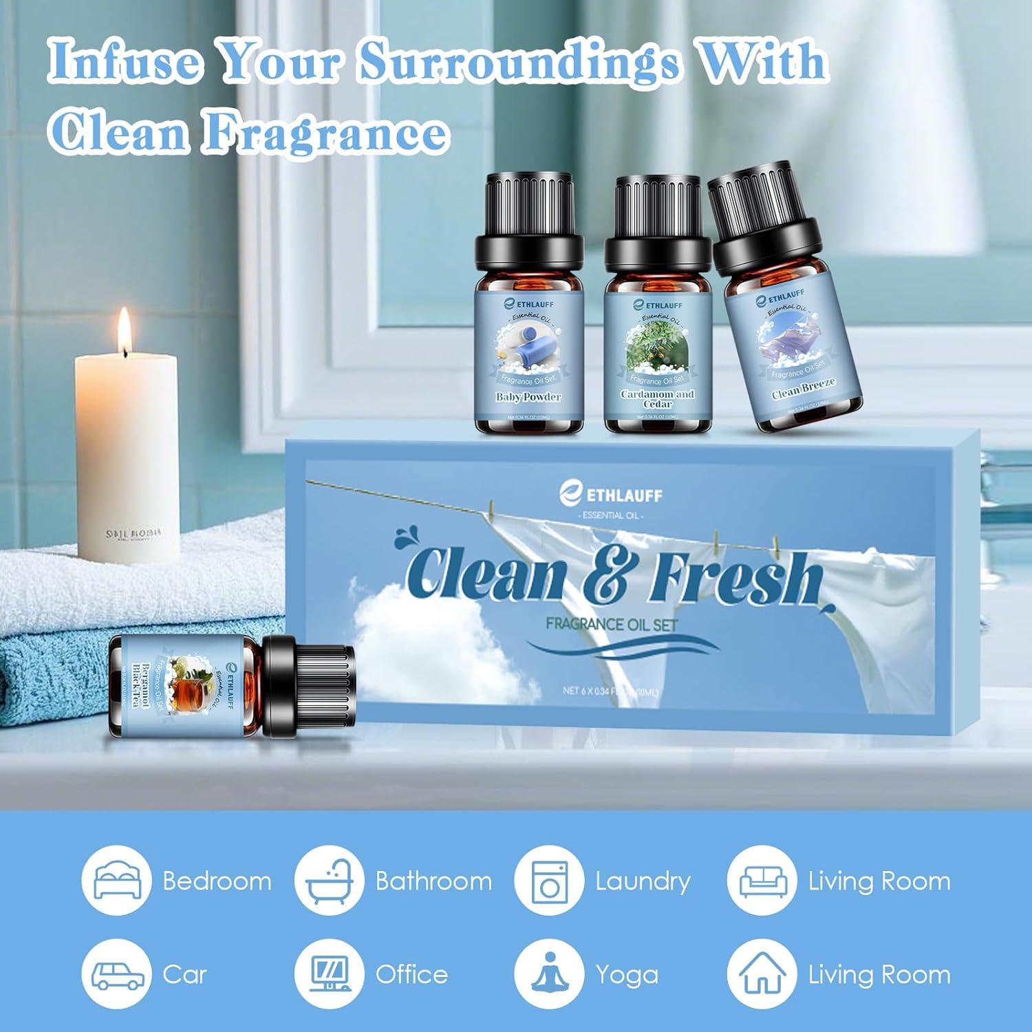 Juego de 6 Aceites Esenciales Limpiadores Ethlauff 10 ml