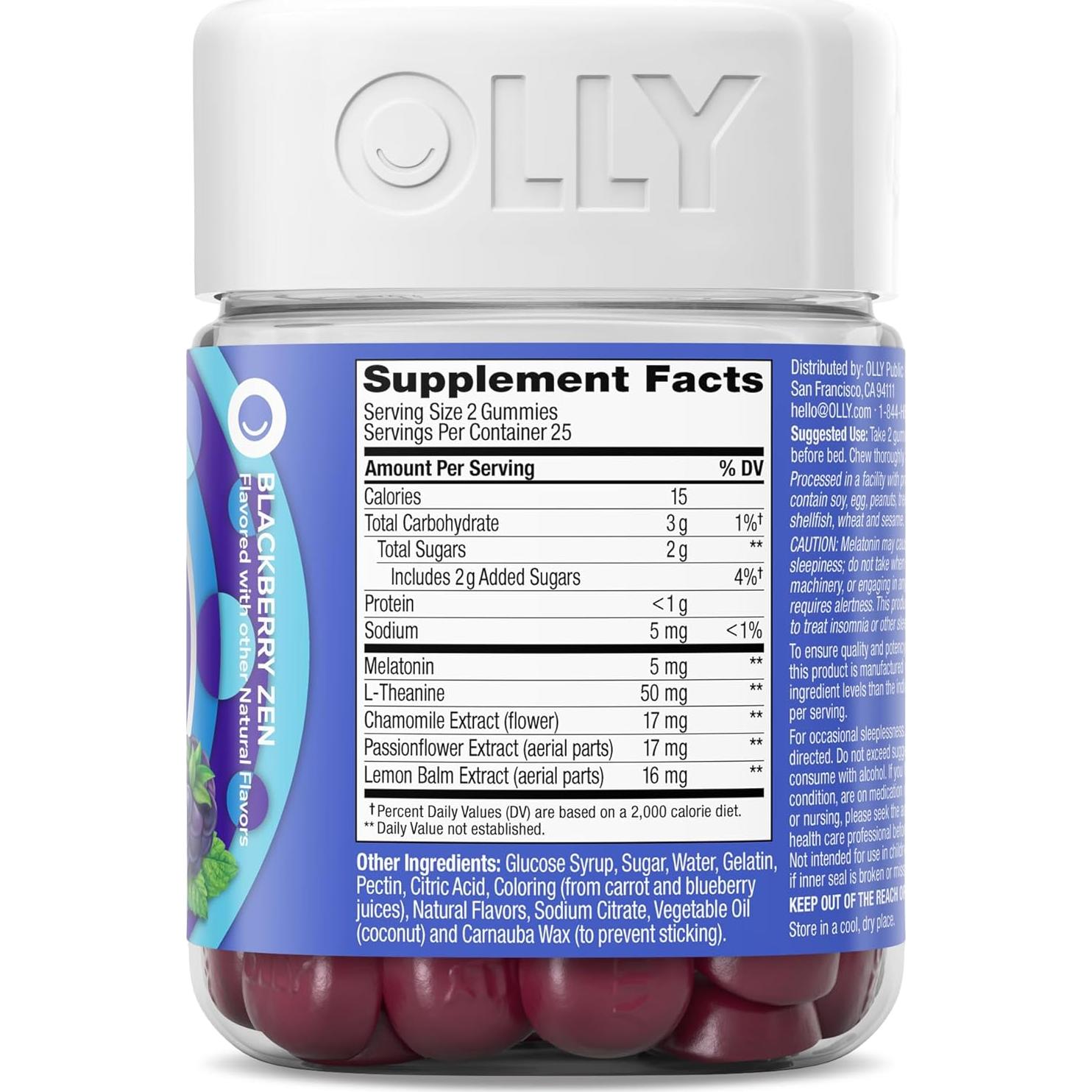 Gominolas para dormir OLLY 50 unidades con melatonina 5 mg