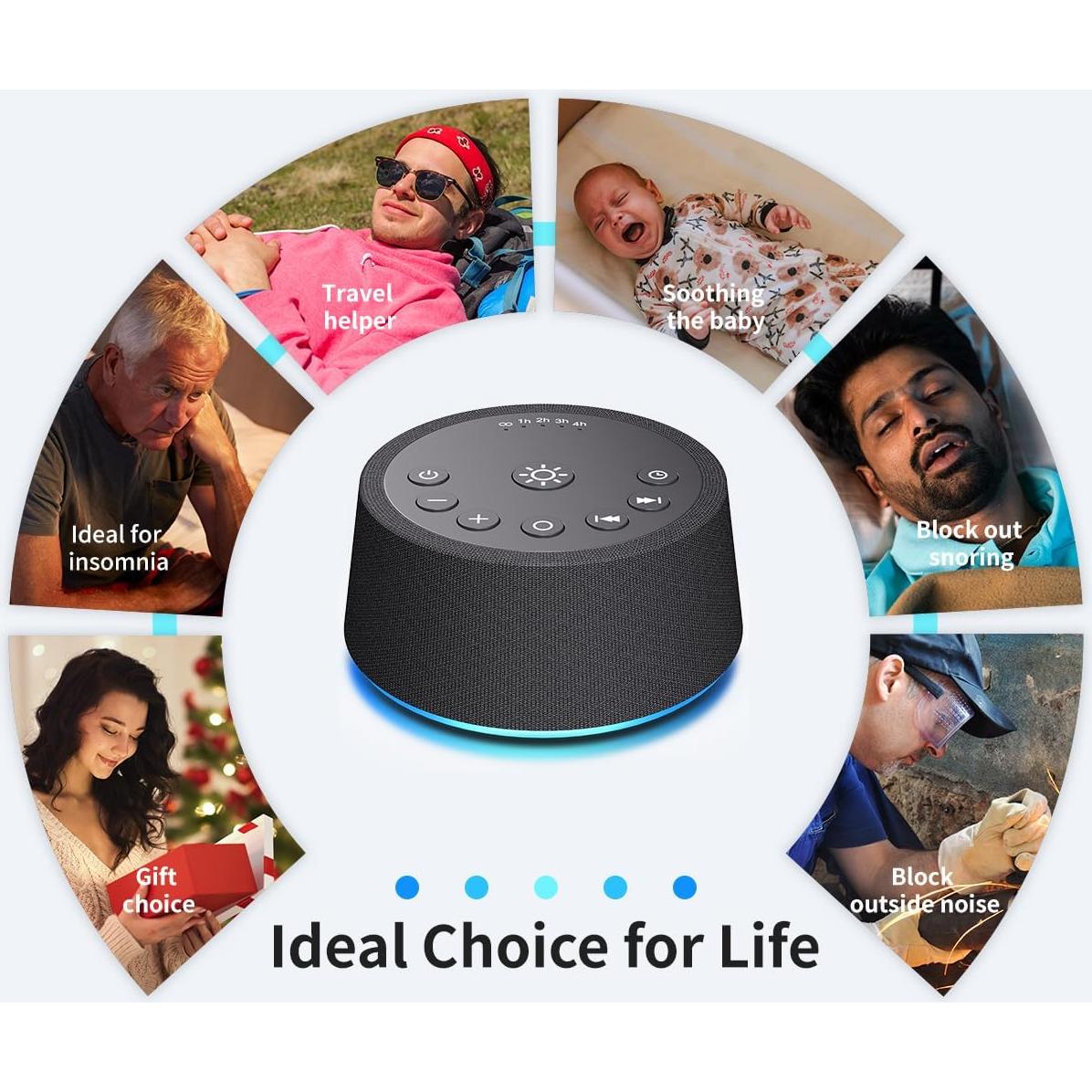 Máquina de Sonido Blanco SoundLegend con Luz Nocturna 12 Colores