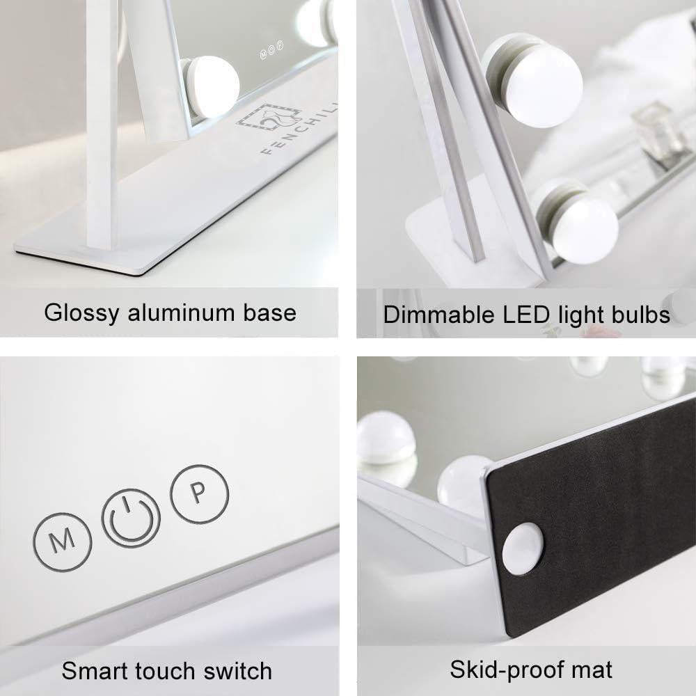 Espejo de Maquillaje Iluminado FENCHILIN 30.6x35.9 cm 10X