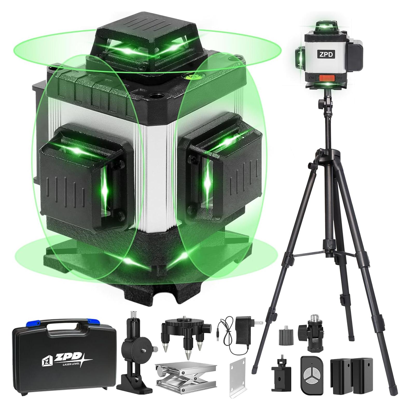 Nivel Láser ZPD 4D Autonivelante Verde con Trípode 16 Líneas